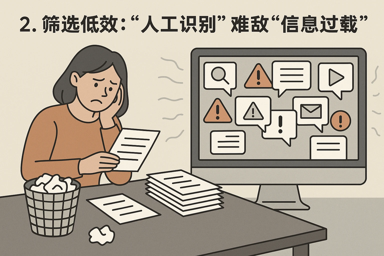 2. 筛选低效：“人工识别”难敌“信息过载”