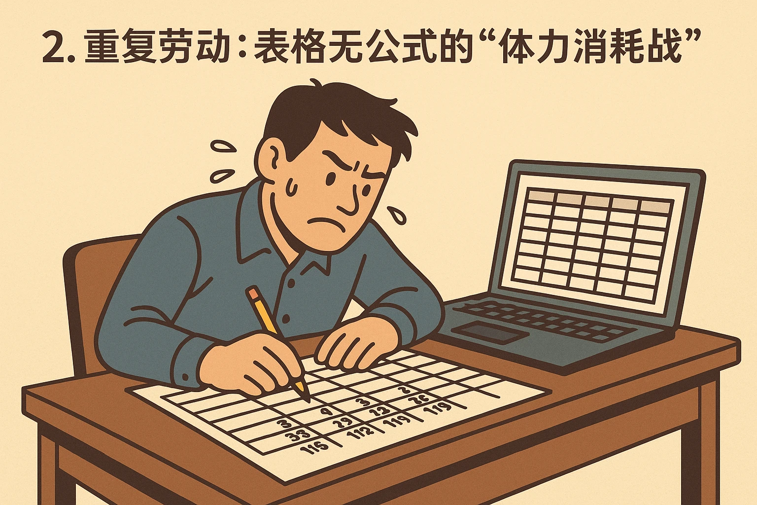 2. 重复劳动：表格无公式的“体力消耗战”