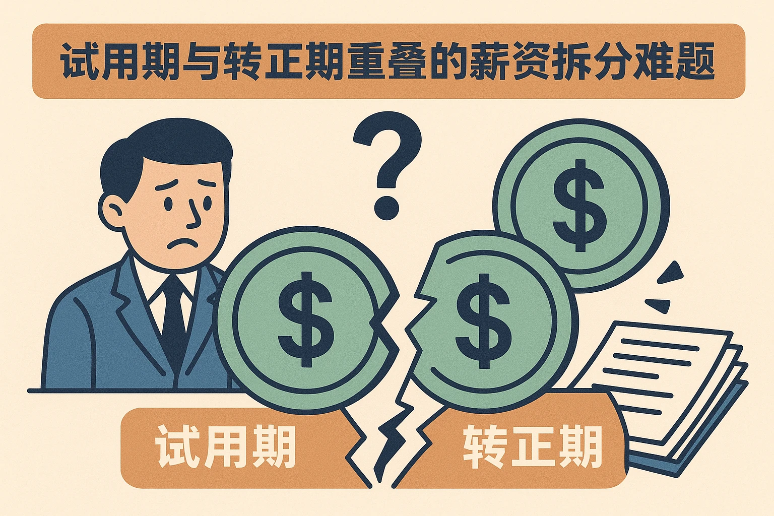 2. 试用期与转正期重叠的薪资拆分难题