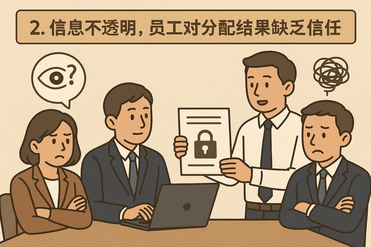 2. 信息不透明，员工对分配结果缺乏信任