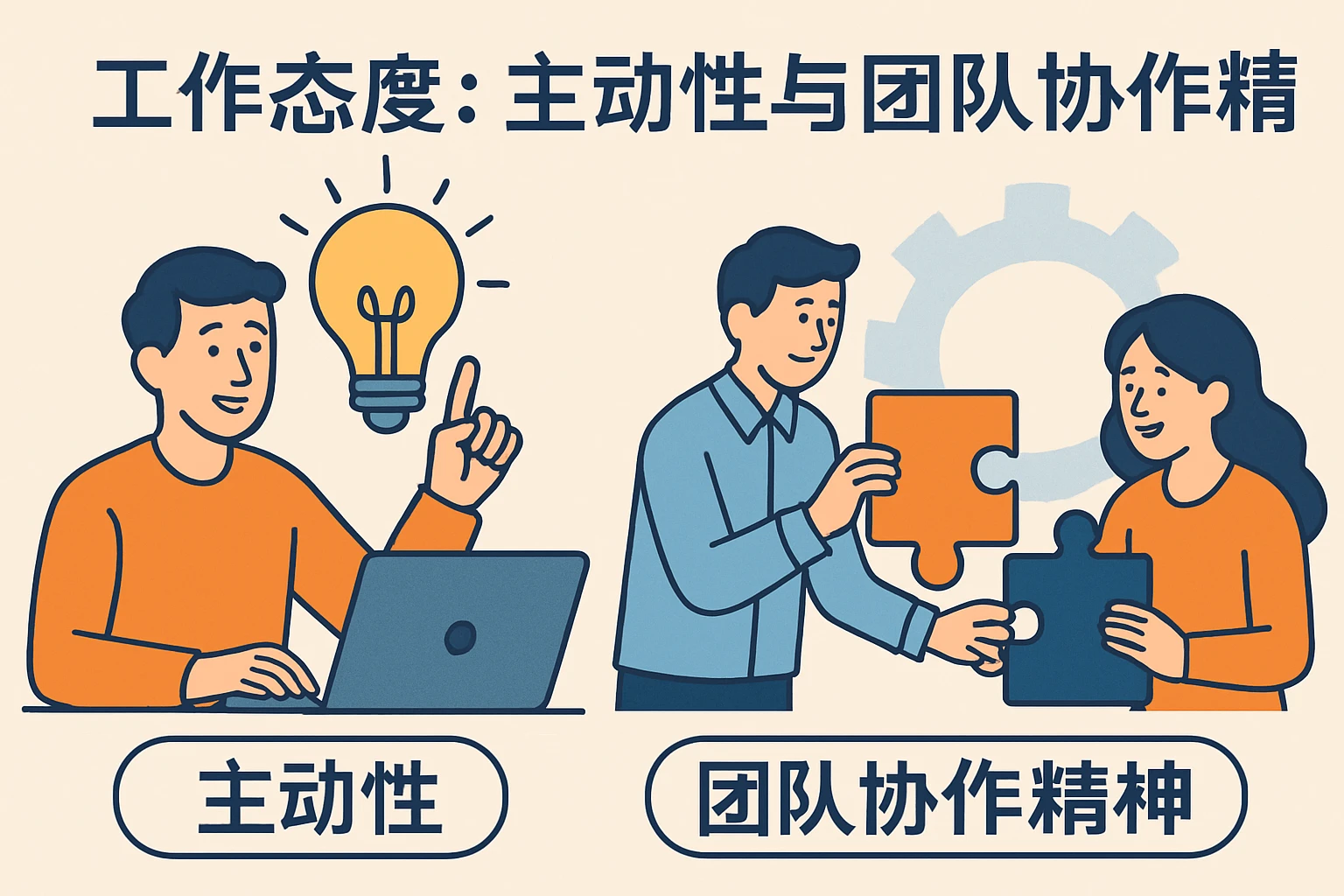 2. 工作态度：主动性与团队协作精神
