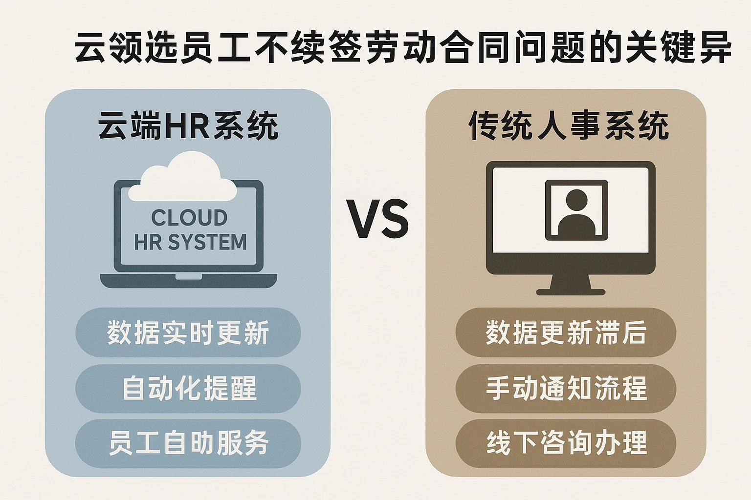 云端HR系统vs传统人事系统：解决员工不续签劳动合同问题的关键差异