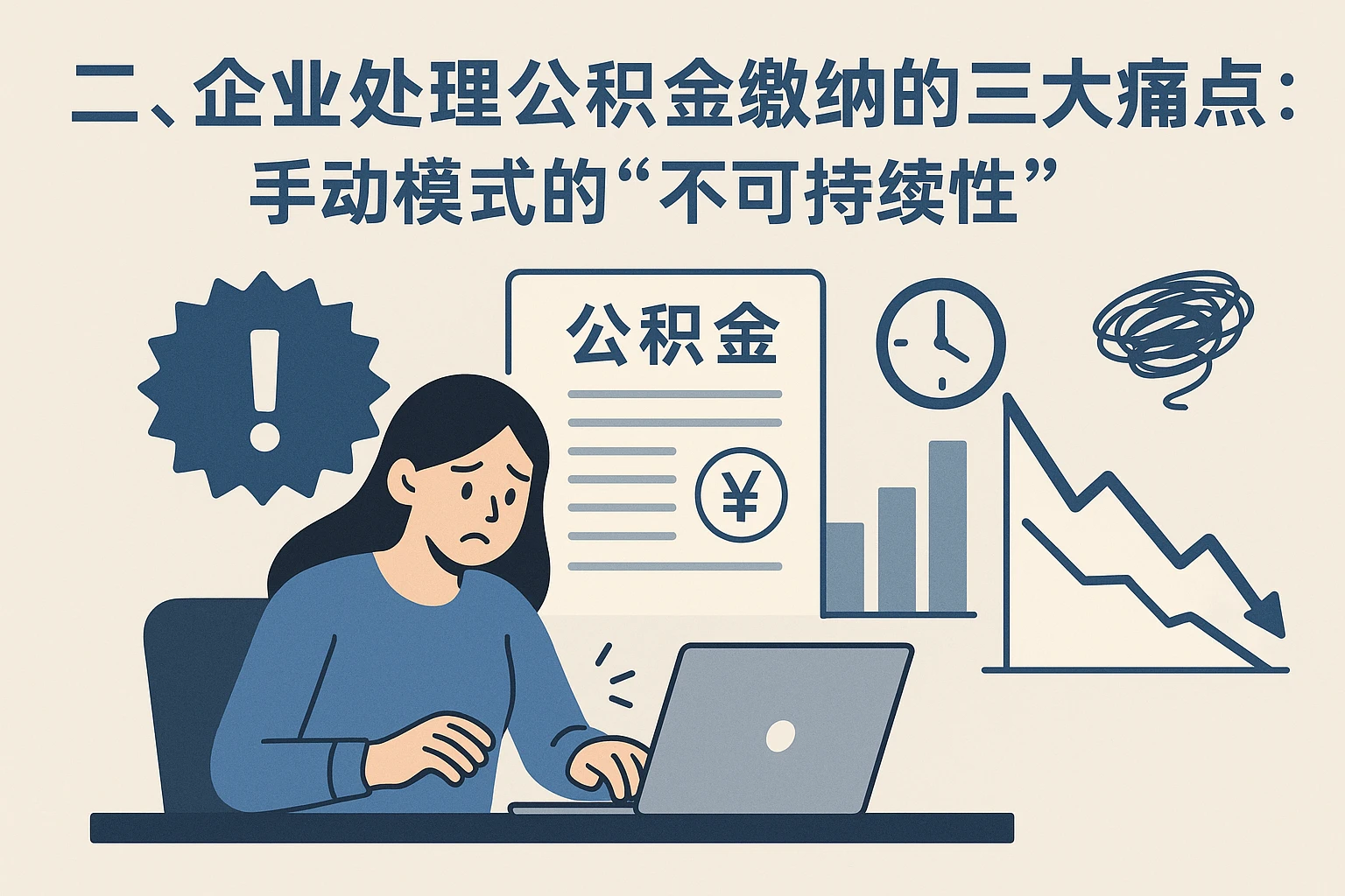 二、企业处理公积金缴纳的三大痛点：手动模式的“不可持续性”