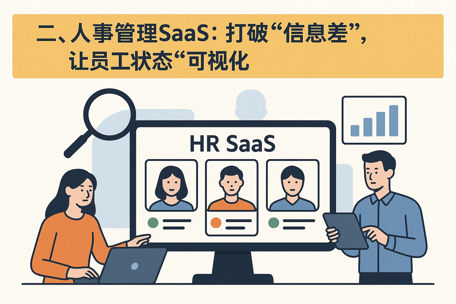 二、人事管理SaaS：打破“信息差”，让员工状态“可视化”