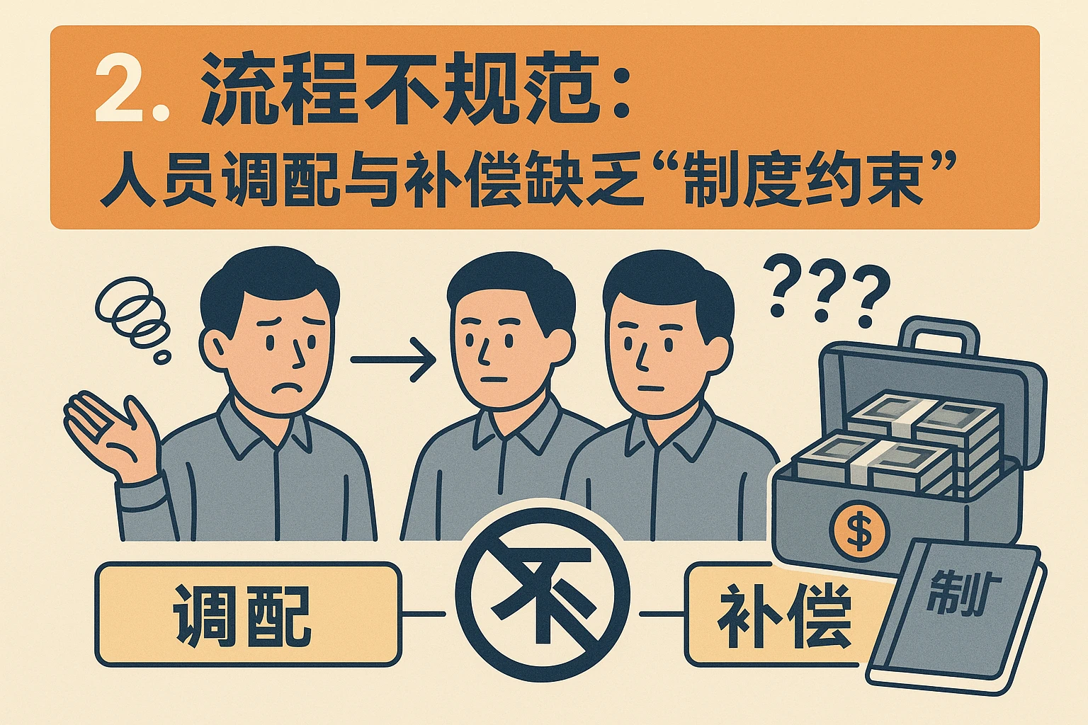 2. 流程不规范：人员调配与补偿缺乏“制度约束”