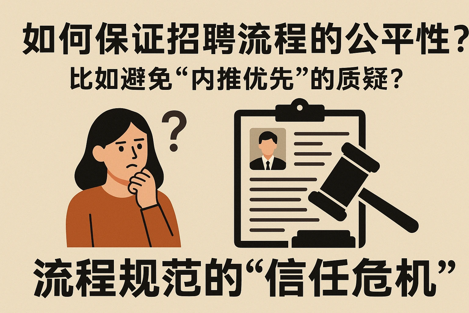 2. “如何保证招聘流程的公平性？比如避免‘内推优先’的质疑？”——流程规范的“信任危机”