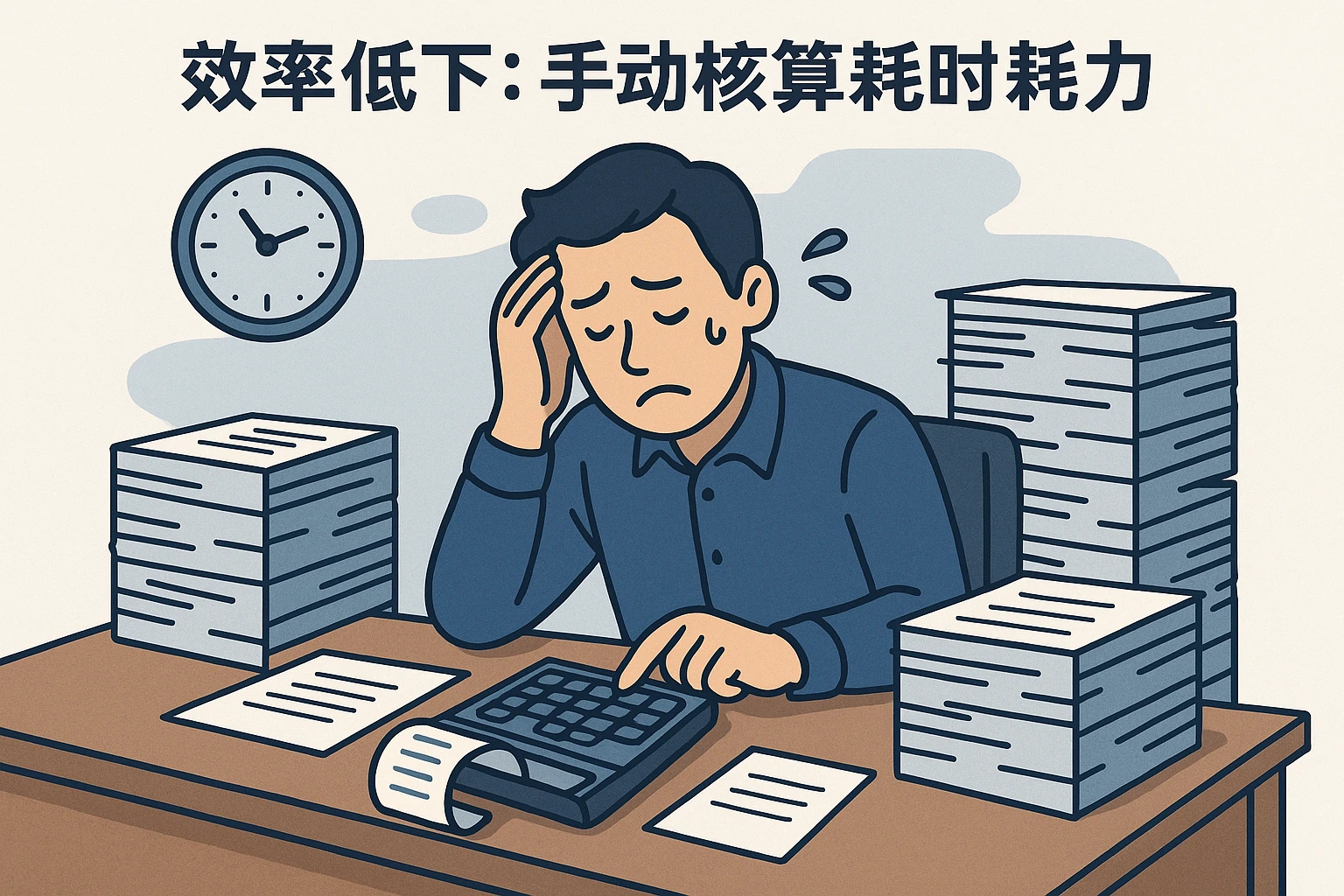 2. 效率低下：手动核算耗时耗力