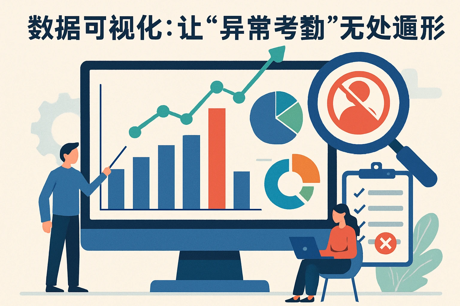 2. 数据可视化：让“异常考勤”无处遁形