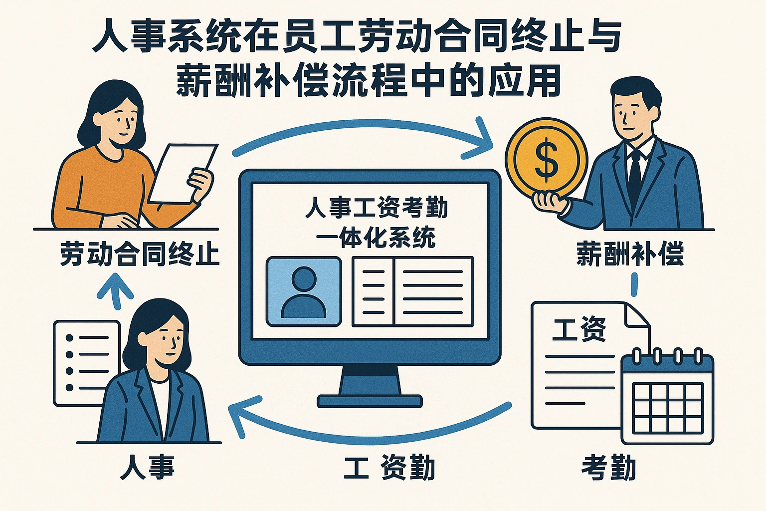 人事系统在员工劳动合同终止与薪酬补偿流程中的应用——以人事工资考勤一体化系统为核心