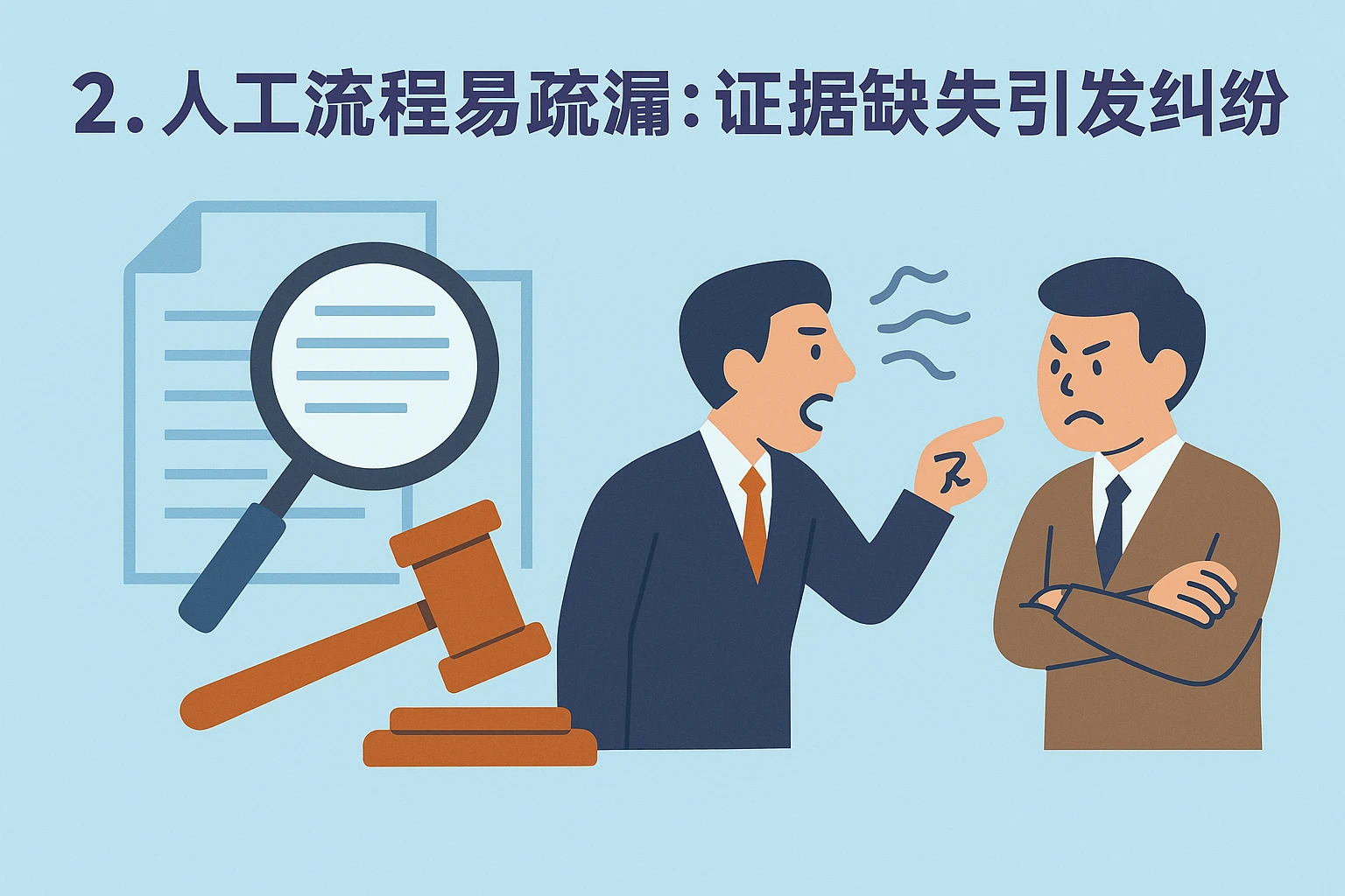 2. 人工流程易疏漏：证据缺失引发纠纷