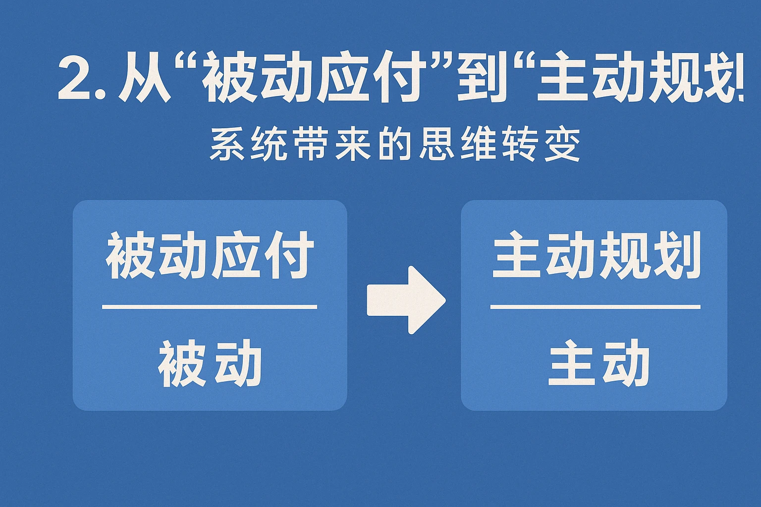 2. 从“被动应付”到“主动规划”：系统带来的思维转变