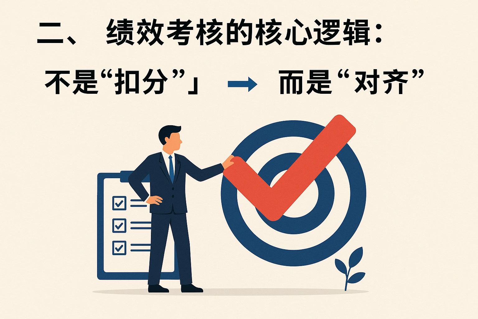 二、绩效考核的核心逻辑：不是“扣分”，而是“对齐”