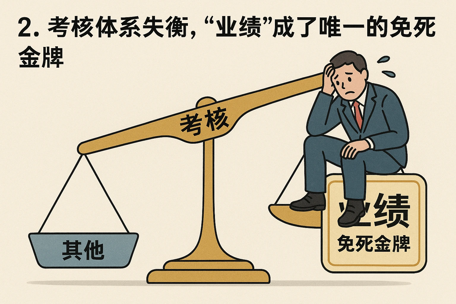 2. 考核体系失衡，“业绩”成了唯一的“免死金牌”