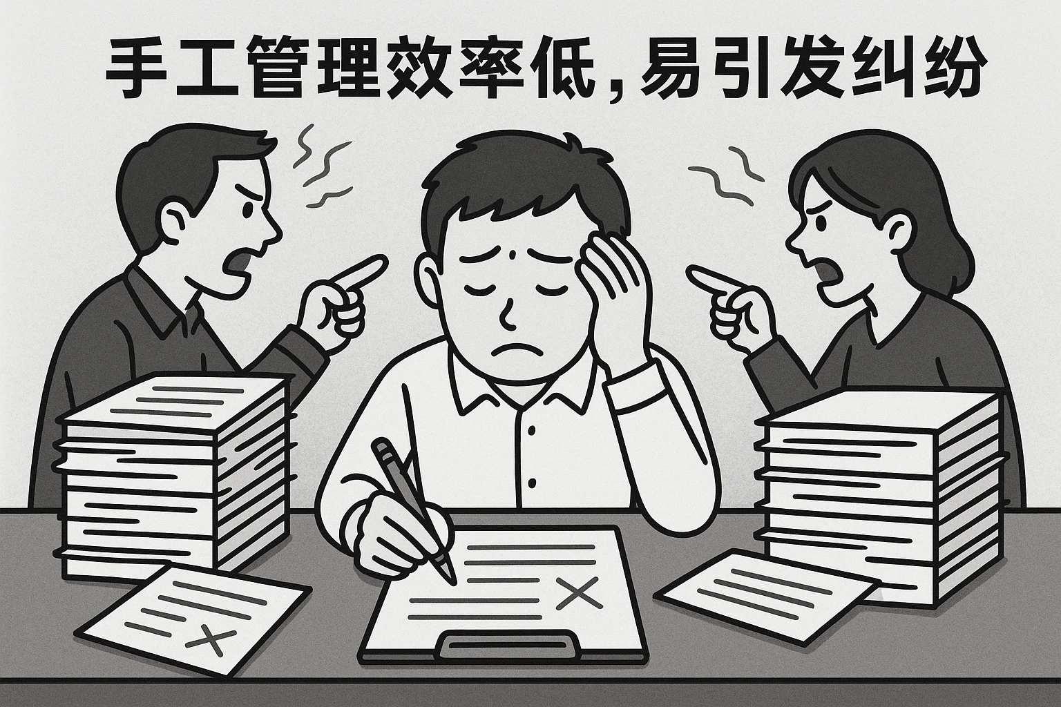2. 手工管理效率低，易引发纠纷