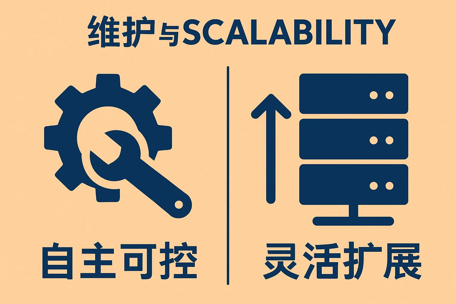 2. 维护与 scalability：自主可控vs灵活扩展