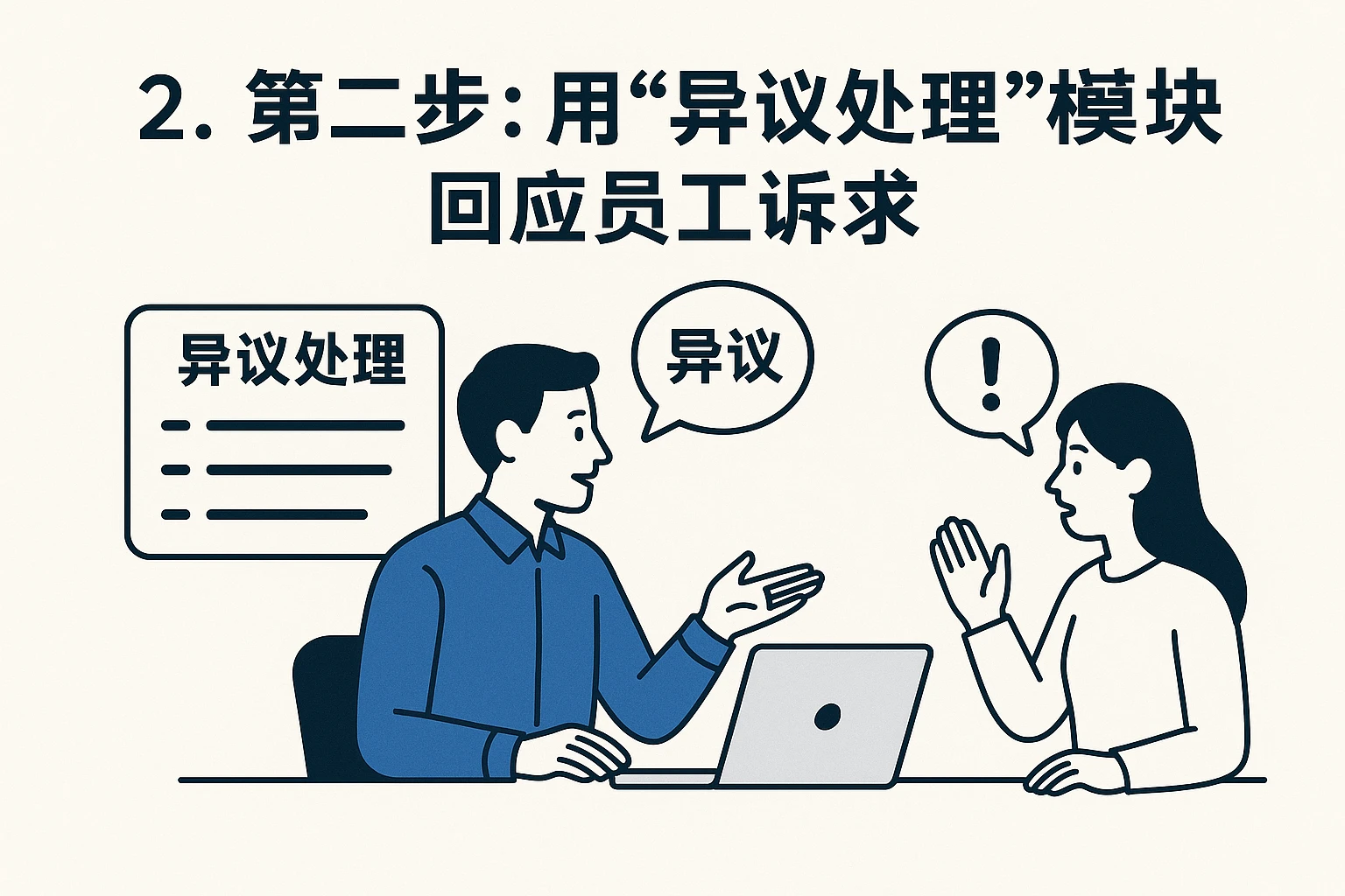 2. 第二步：用“异议处理”模块回应员工诉求