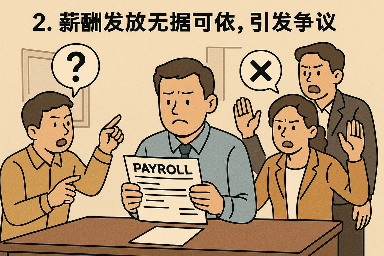 2. 薪酬发放无据可依，引发争议