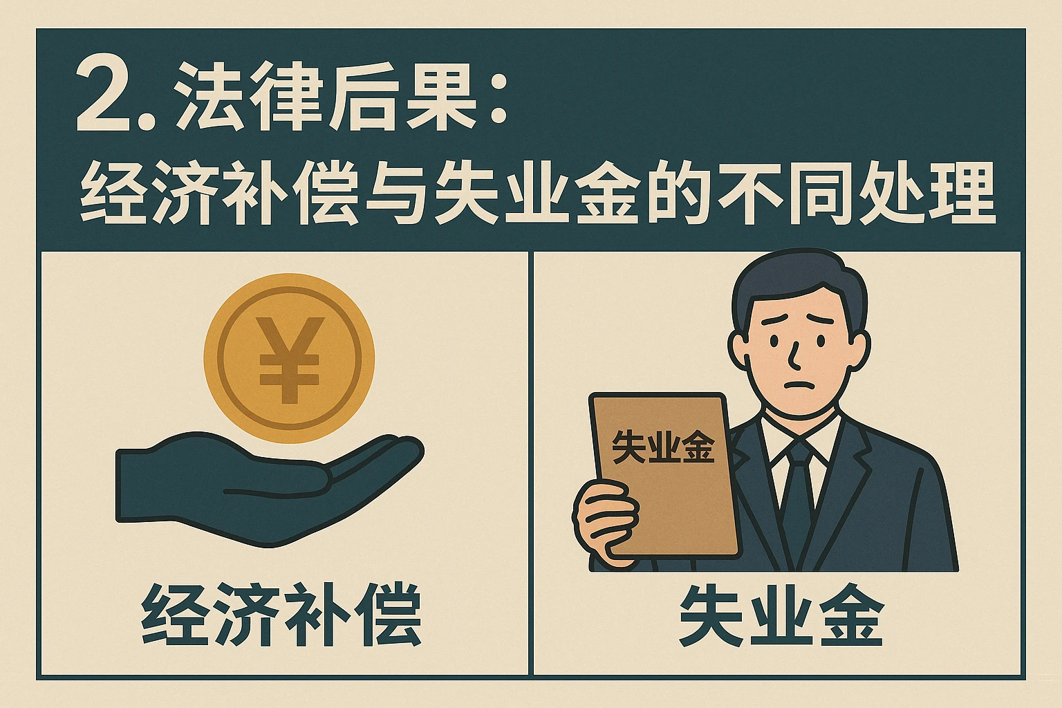 2. 法律后果：经济补偿与失业金的不同处理