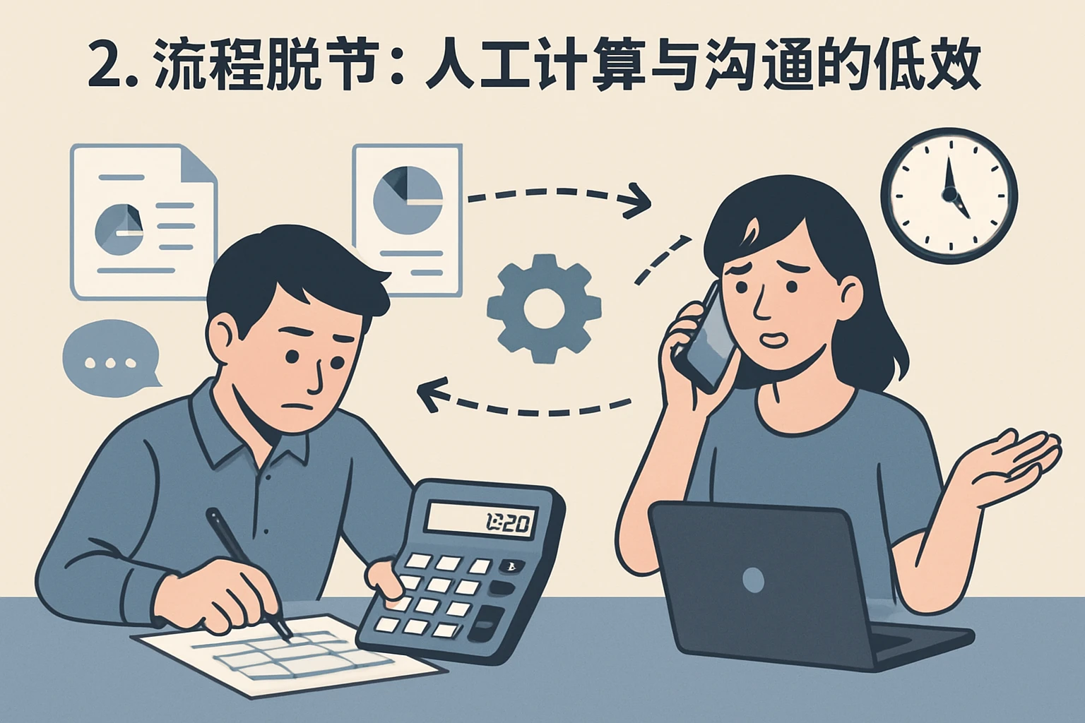 2. 流程脱节：人工计算与沟通的低效