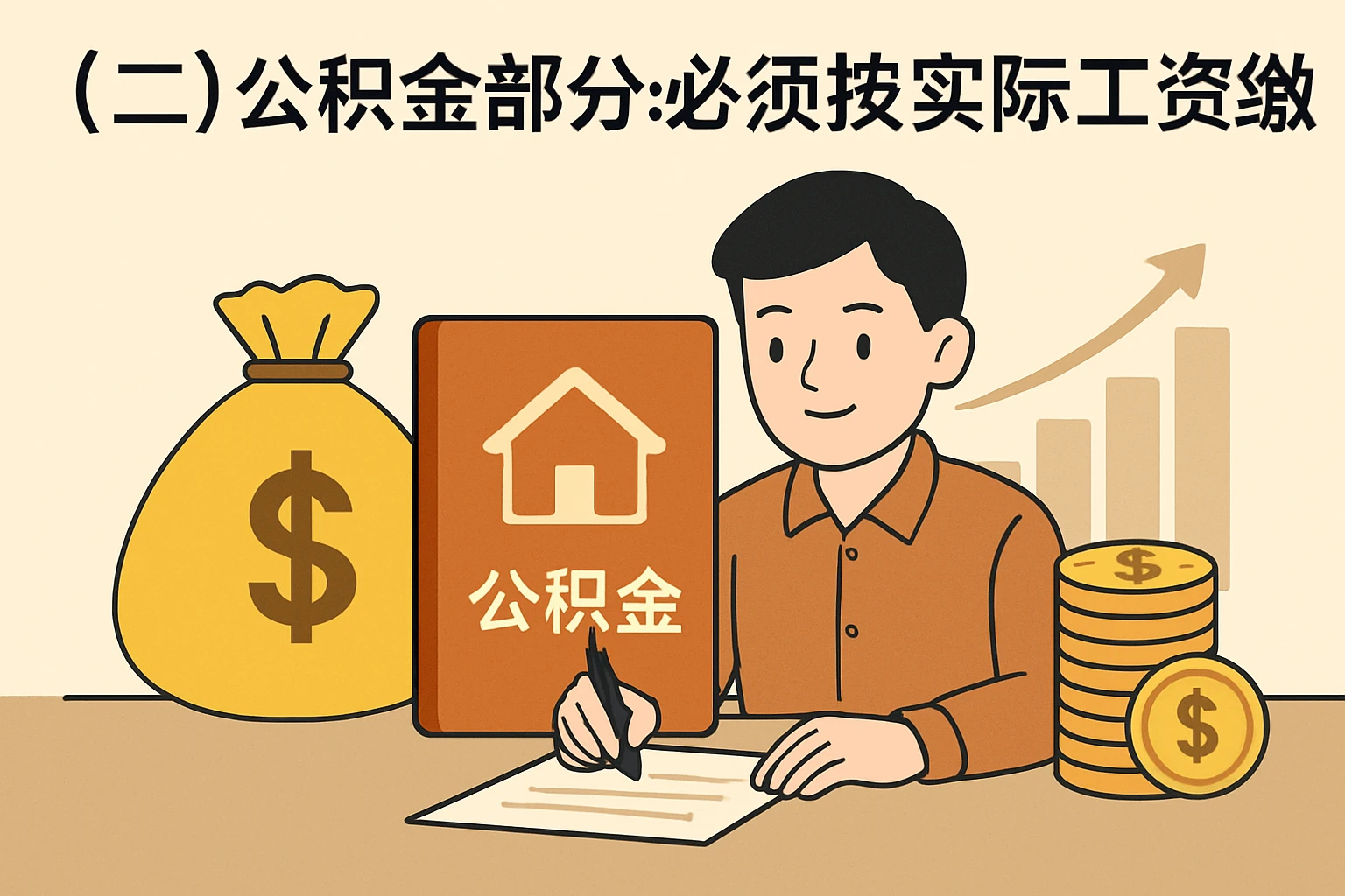 （二）公积金部分：必须按实际工资缴纳