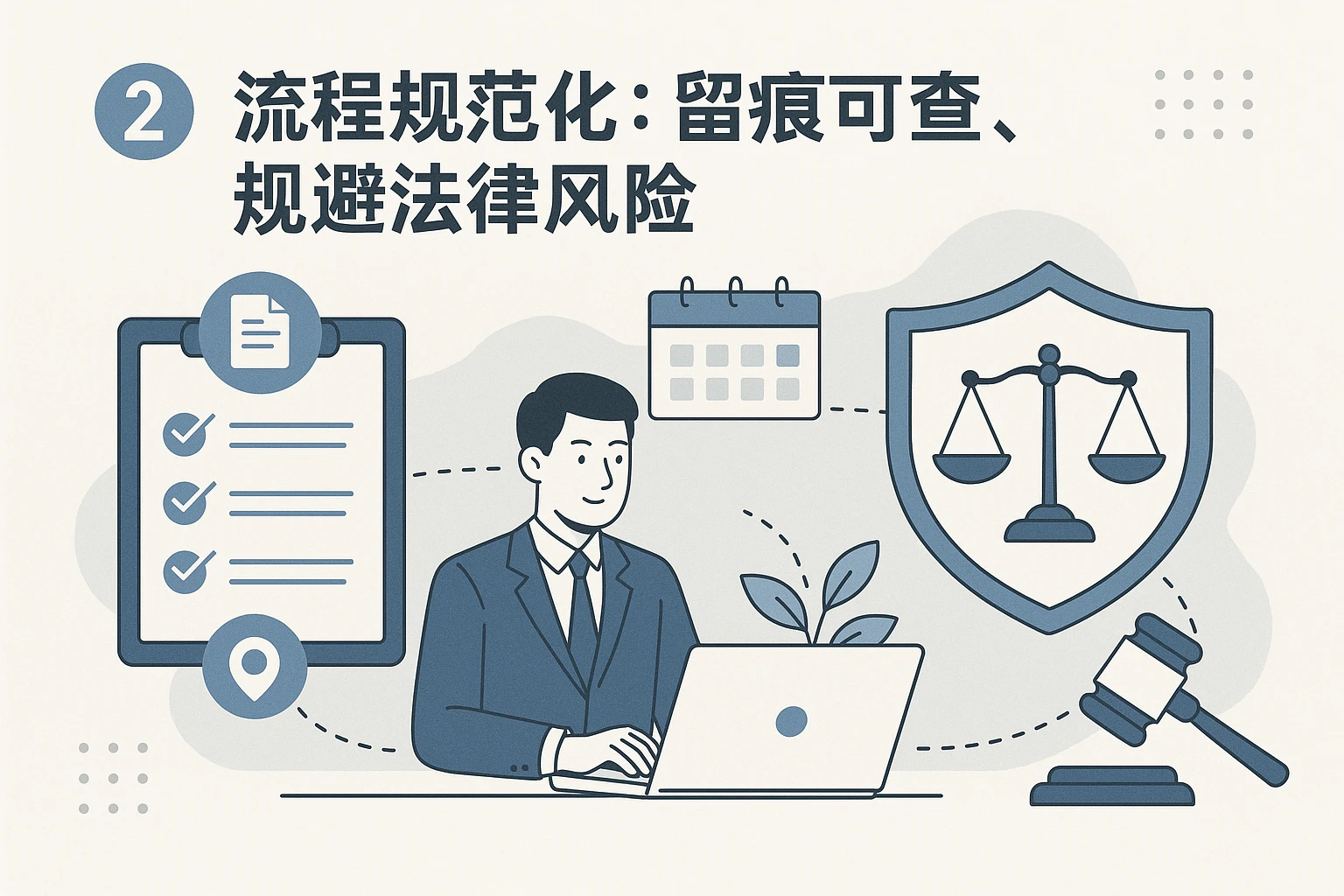 2. 流程规范化：留痕可查，规避法律风险