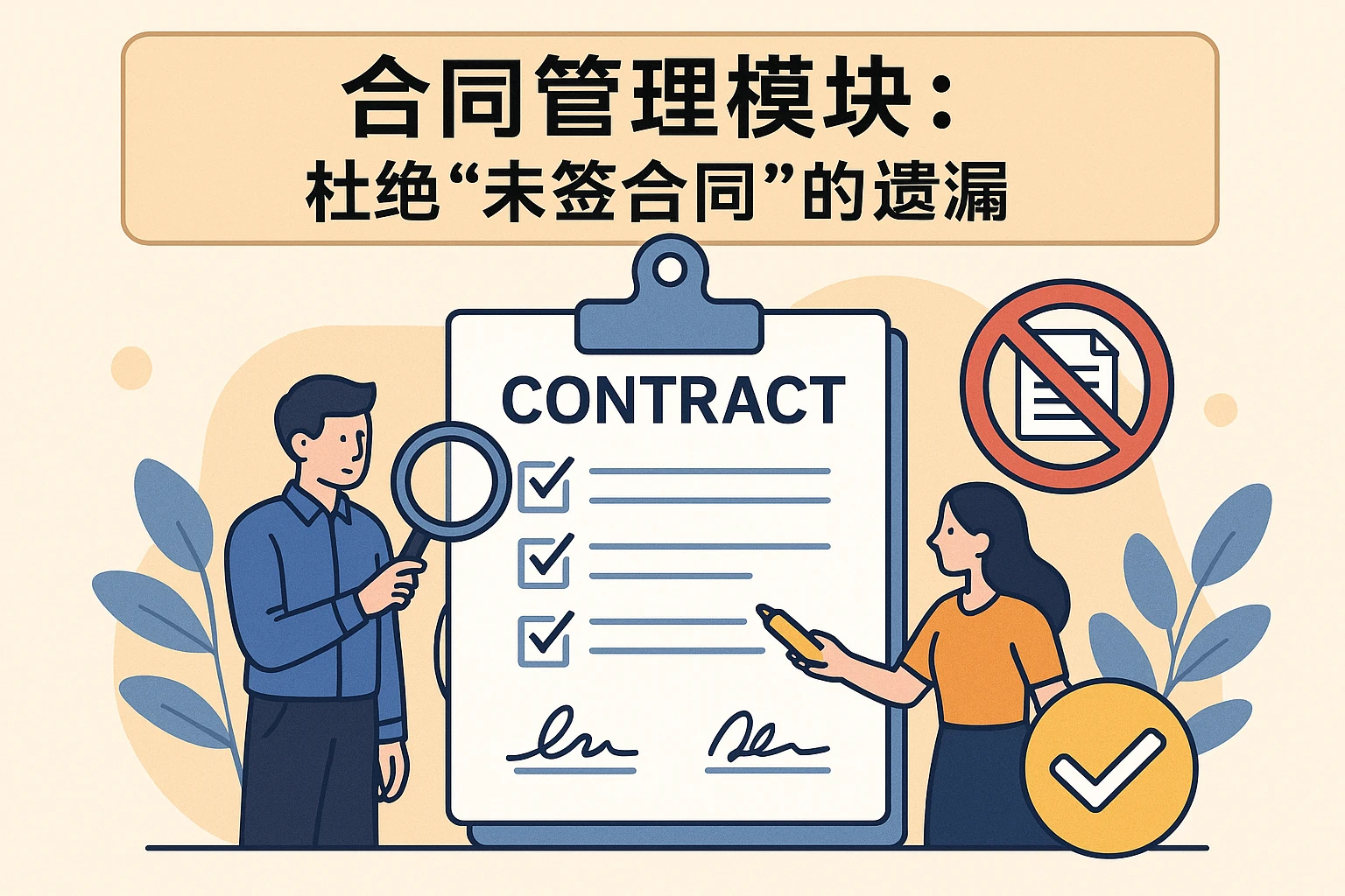 2. 合同管理模块：杜绝“未签合同”的遗漏