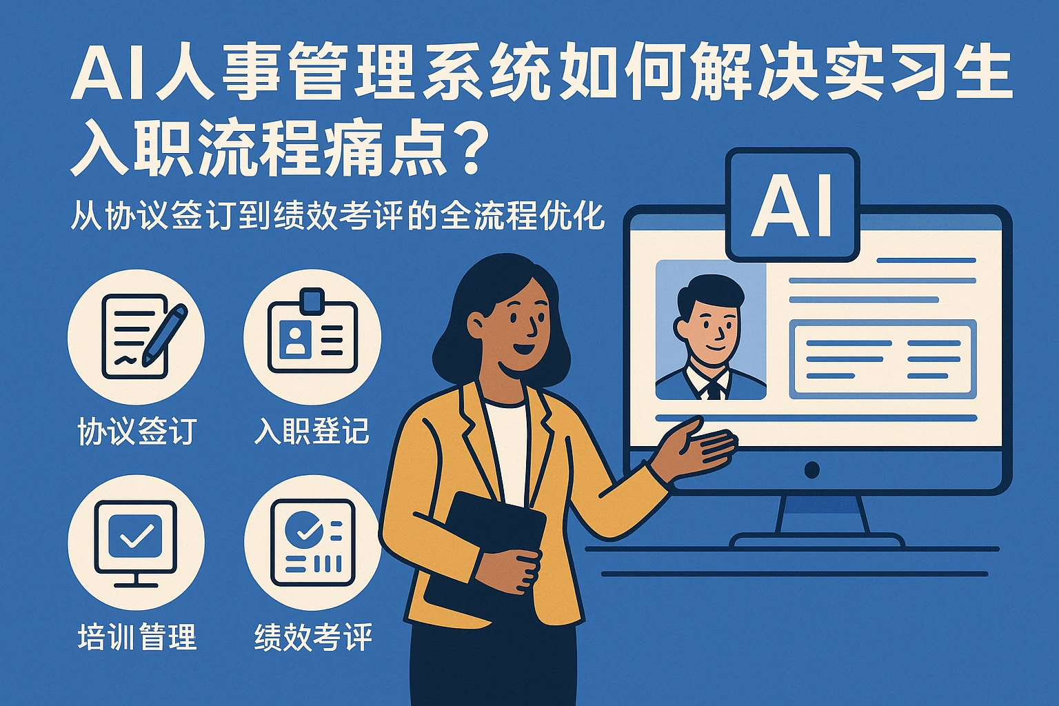 AI人事管理系统如何解决实习生入职流程痛点？从协议签订到绩效考评的全流程优化