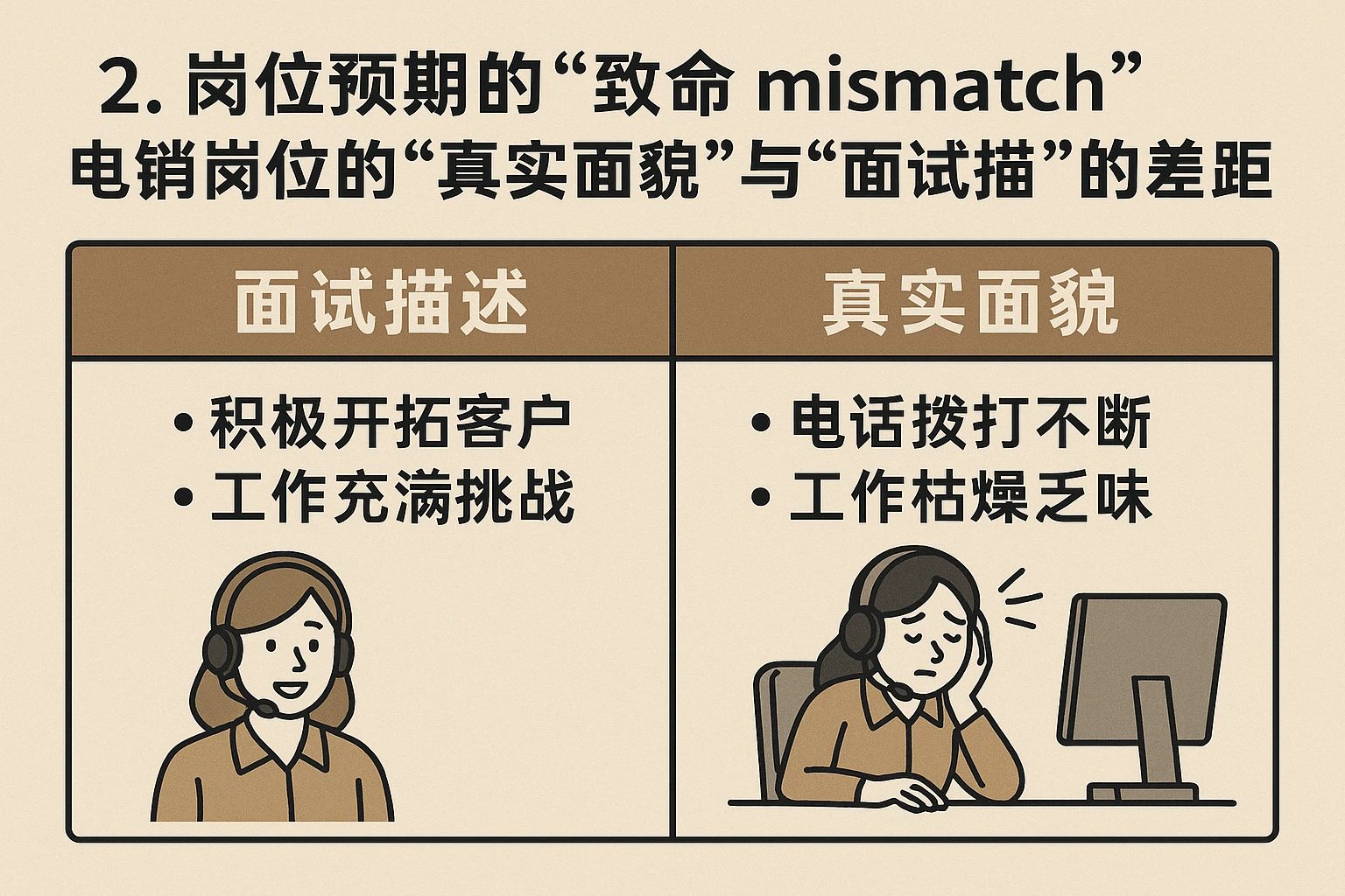 2. 岗位预期的“致命 mismatch”：电销岗位的“真实面貌”与“面试描述”的差距
