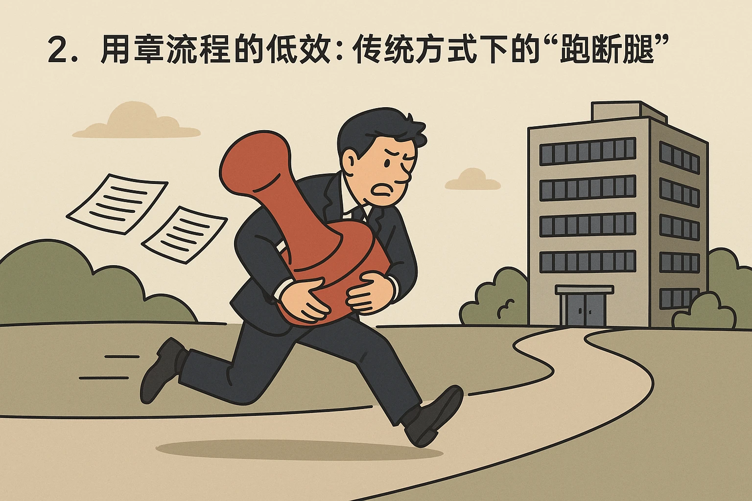 2. 用章流程的低效：传统方式下的“跑断腿”