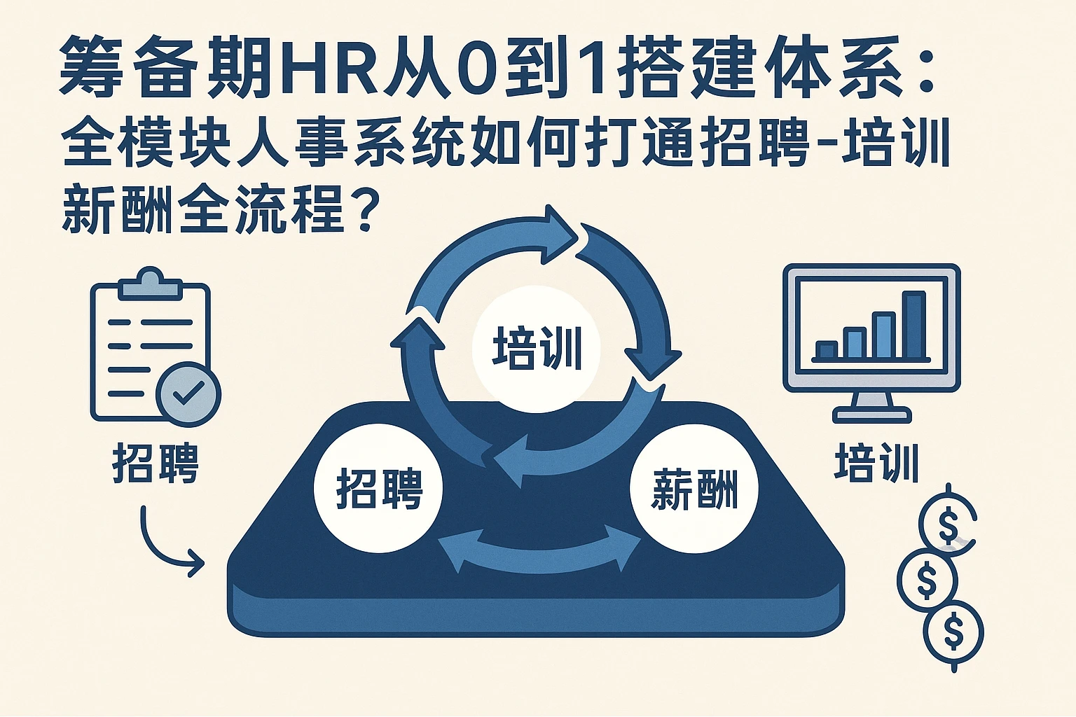 筹备期HR从0到1搭建体系：全模块人事系统如何打通招聘-培训-薪酬全流程？