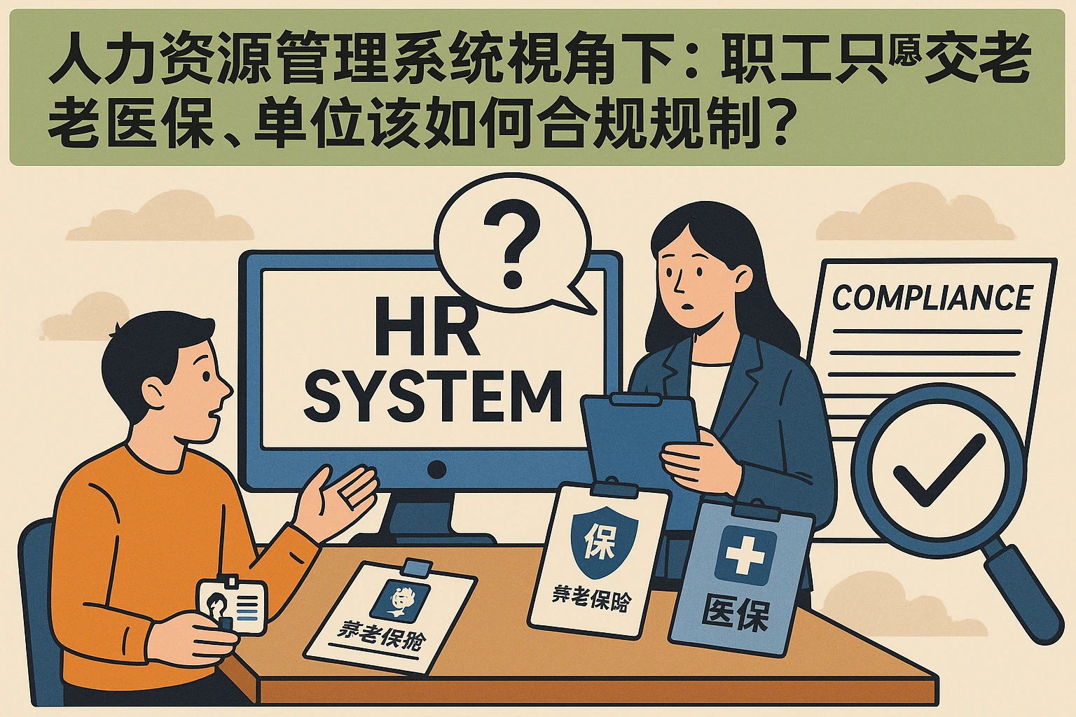 人力资源管理系统视角下：职工只愿交养老医保，单位该如何合规处理？