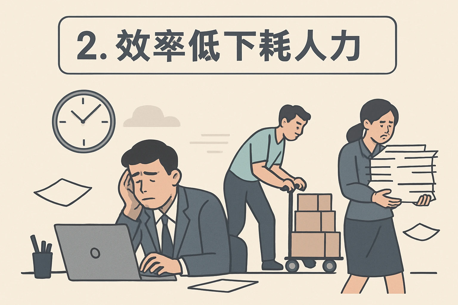 2. 效率低下耗人力