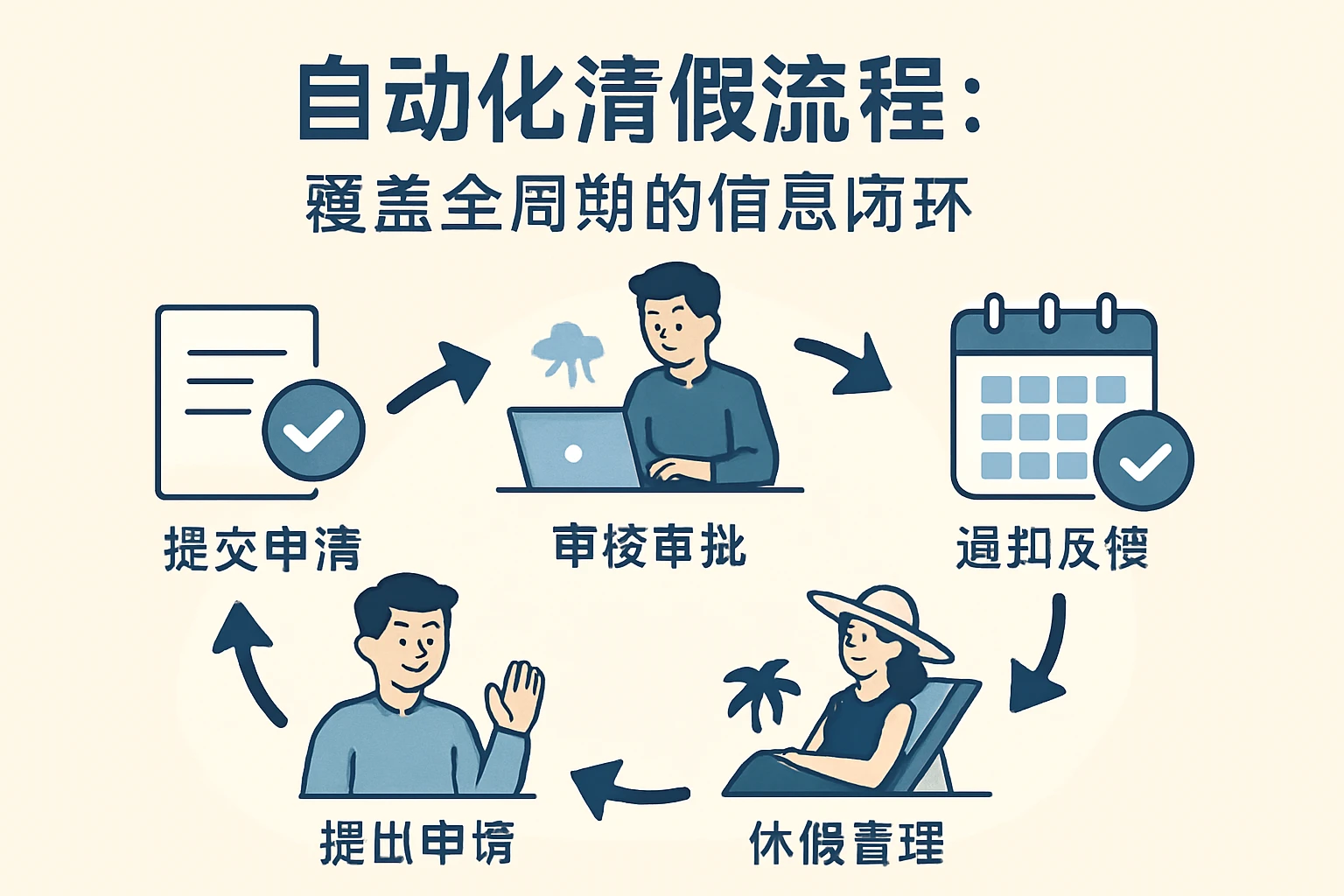 1. 自动化请假流程：覆盖全周期的信息闭环
