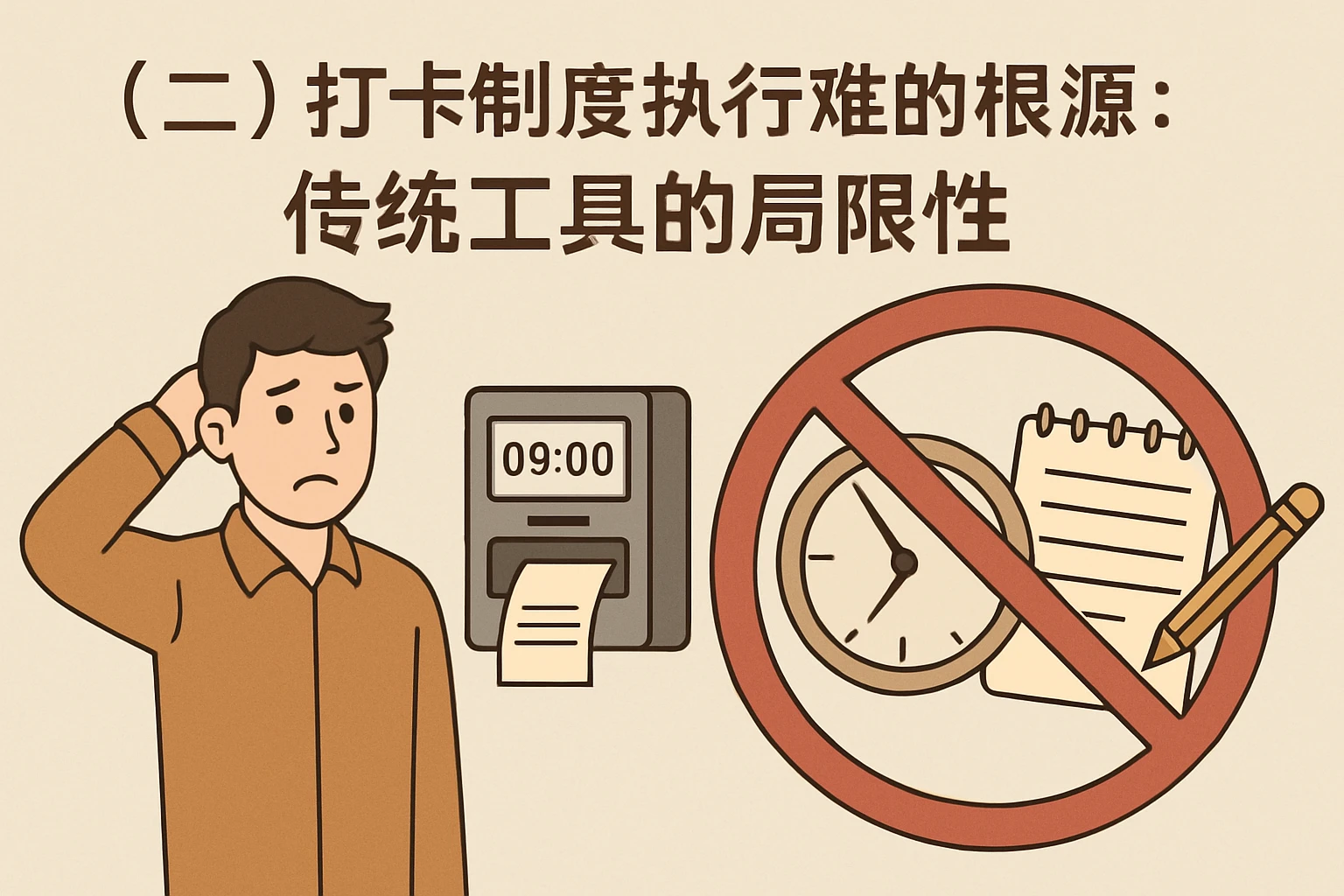 （二）打卡制度执行难的根源：传统工具的局限性