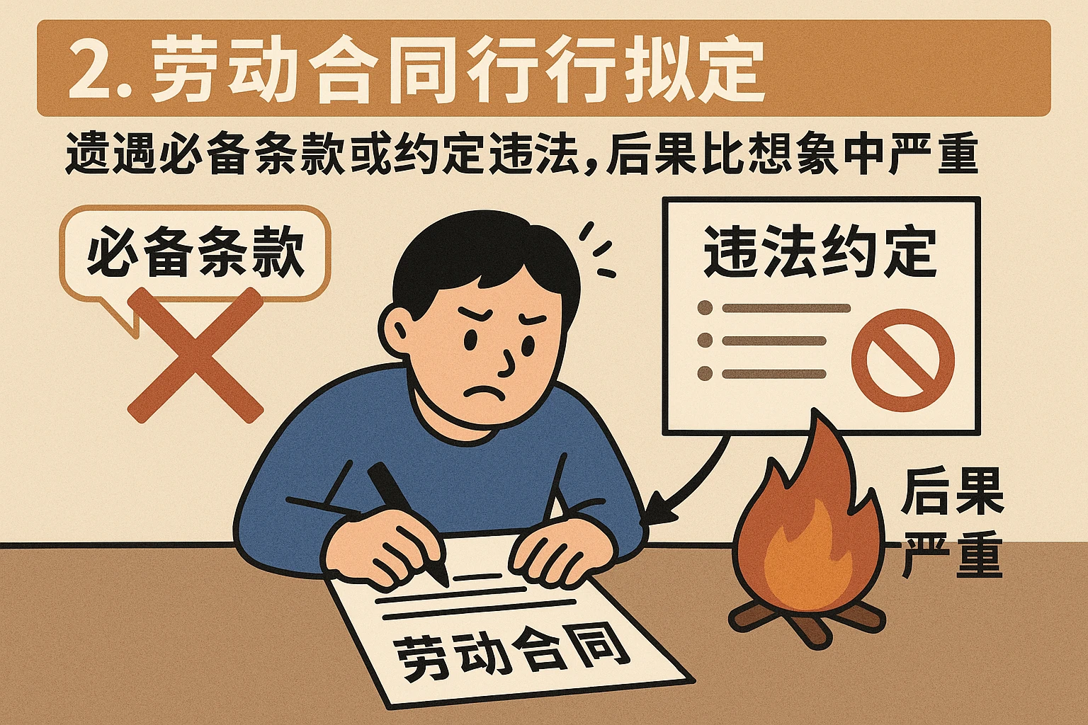2. 劳动合同自行拟定：遗漏必备条款或约定违法，后果比想象中严重