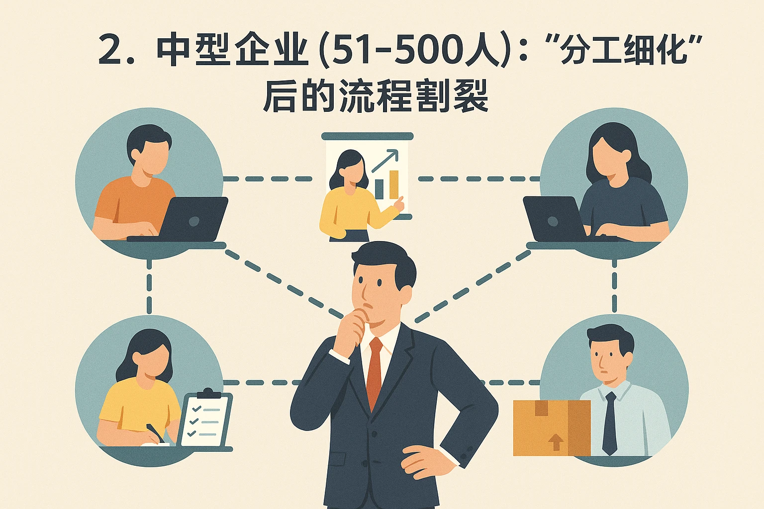2. 中型企业（51-500人）：“分工细化”后的流程割裂