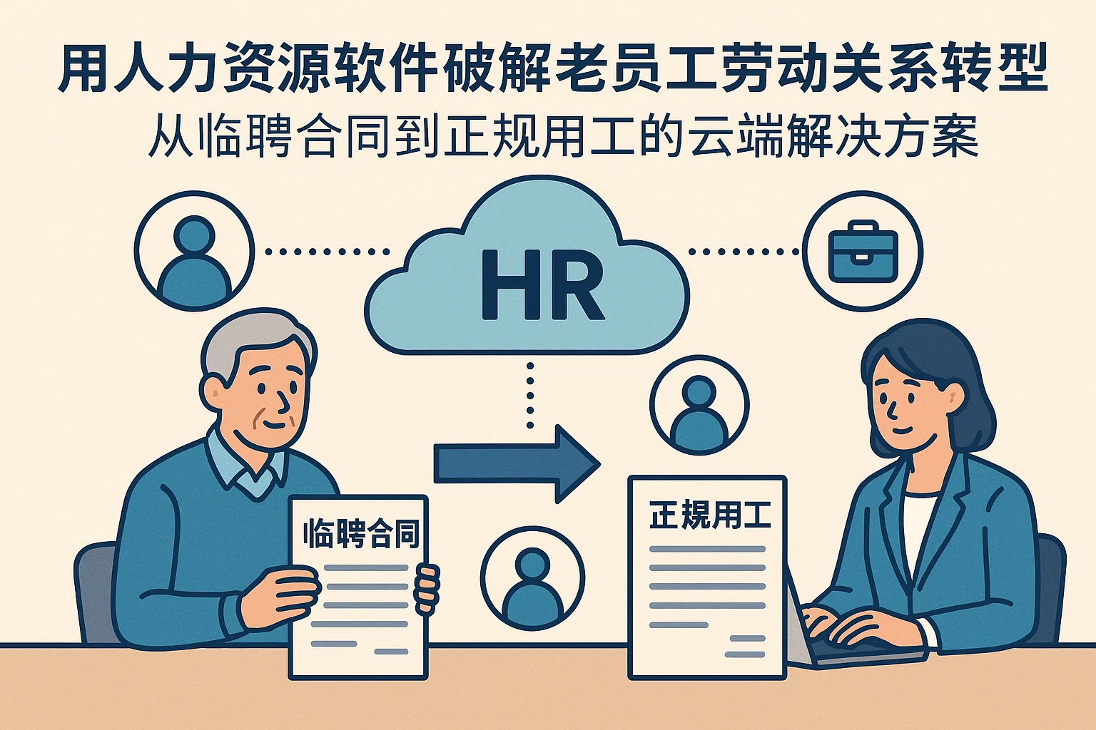 用人力资源软件破解老员工劳动关系转型难题：从临聘合同到正规用工的云端解决方案