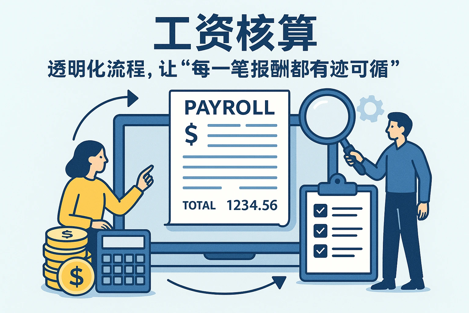 2. 工资核算：透明化流程，让“每一笔报酬都有迹可循”