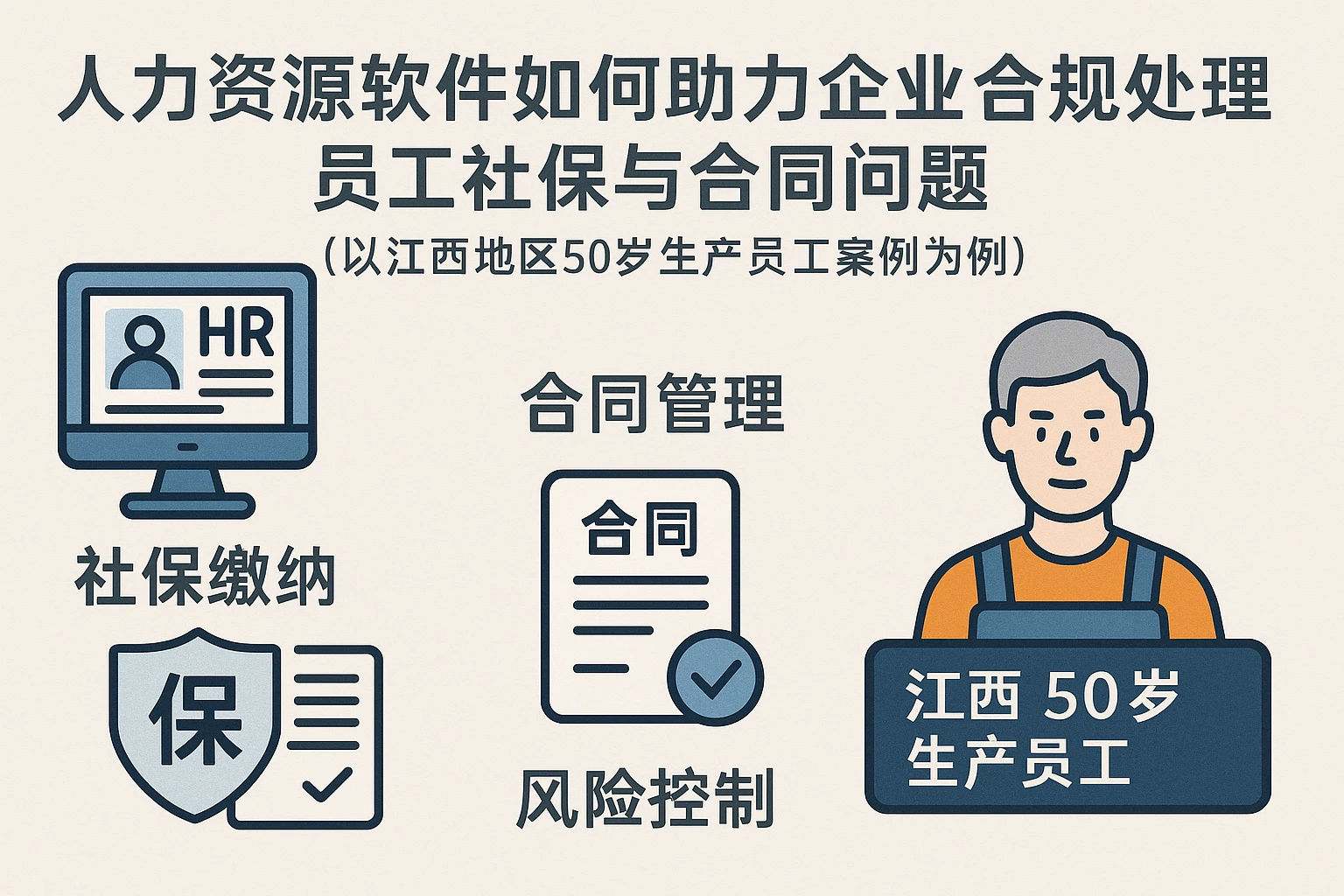 人力资源软件如何助力企业合规处理员工社保与合同问题——以江西地区50岁生产员工案例为例