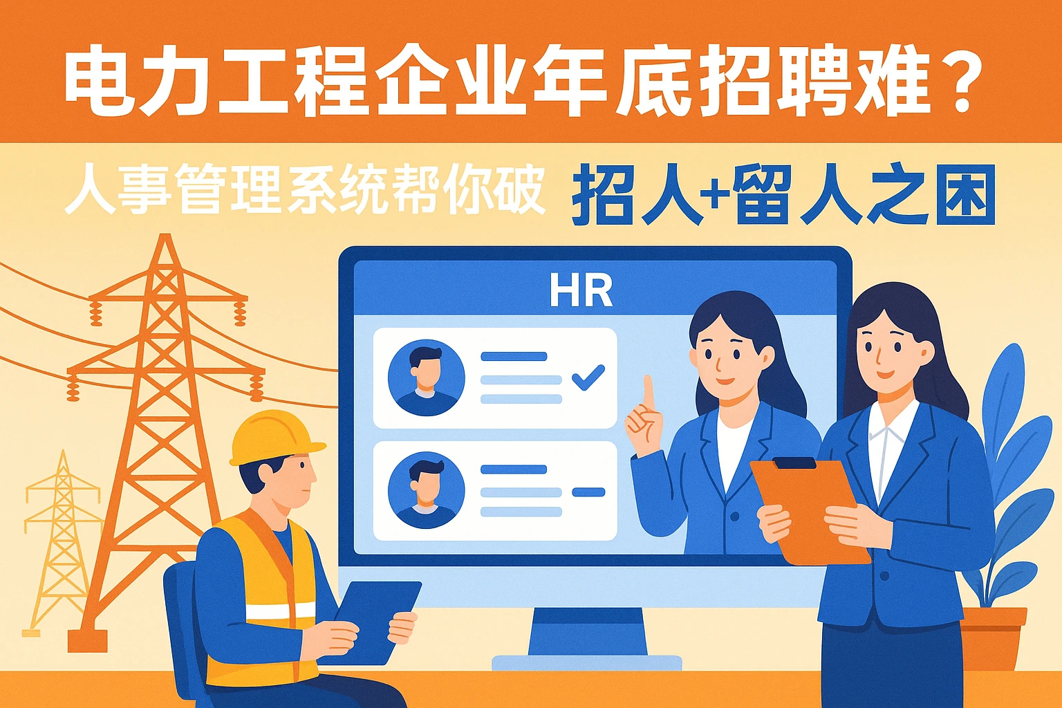 电力工程企业年底招聘难？人事管理系统帮你破解招人+留人之困
