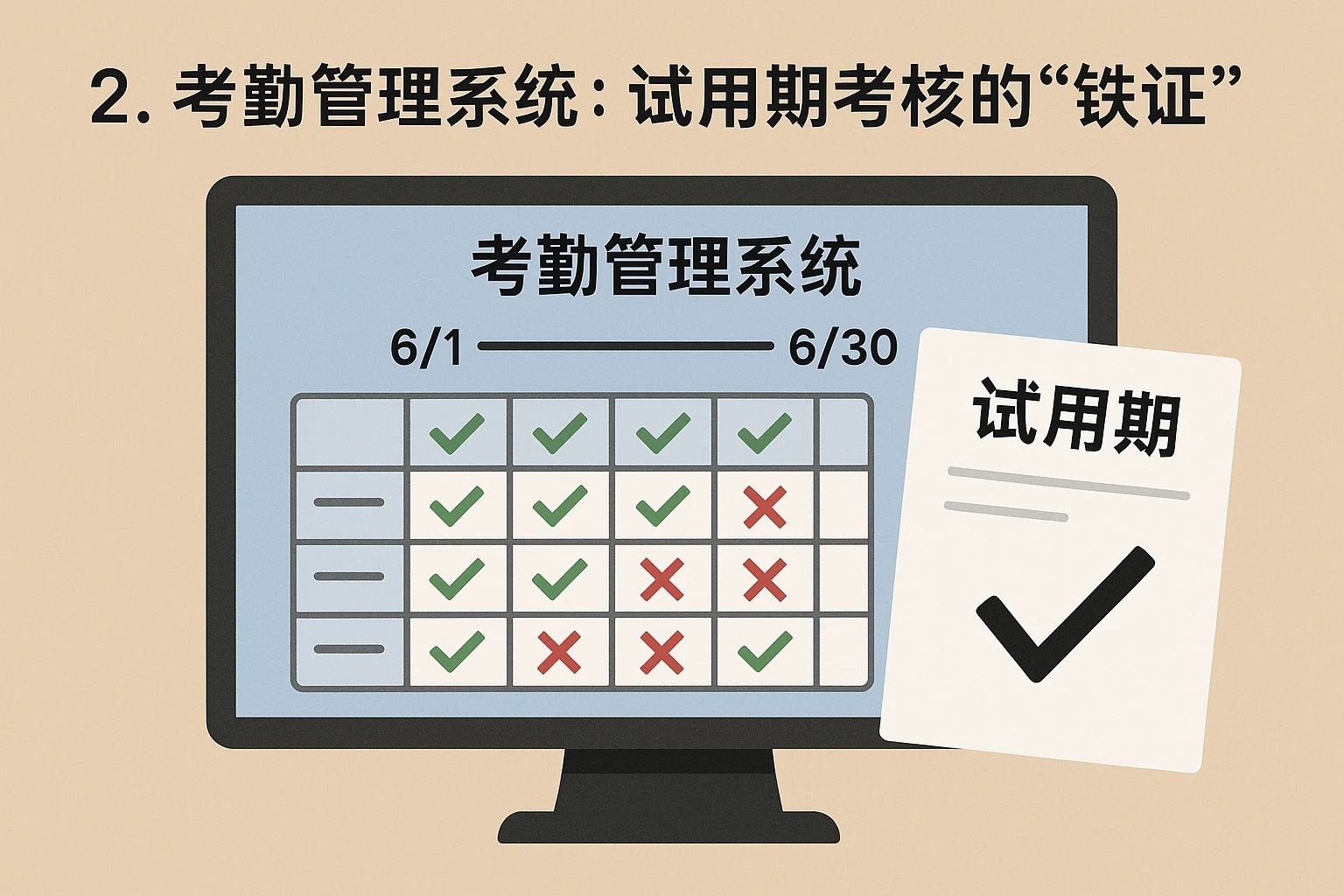2. 考勤管理系统：试用期考核的“铁证”