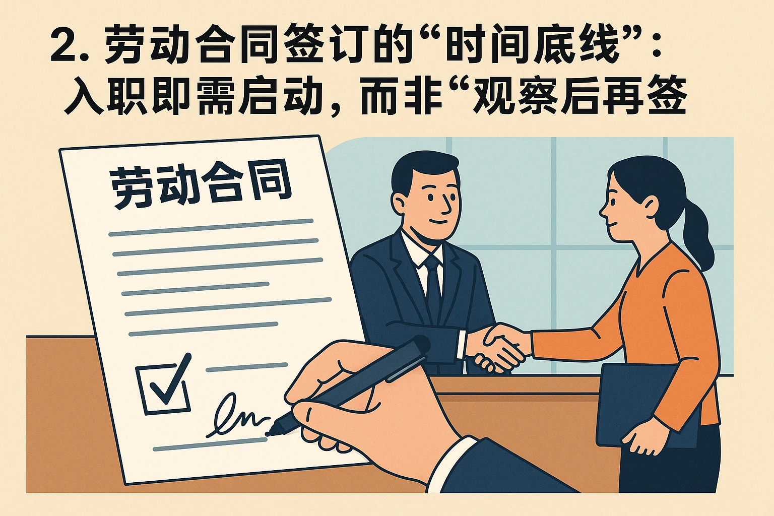 2. 劳动合同签订的“时间底线”：入职即需启动，而非“观察后再签”