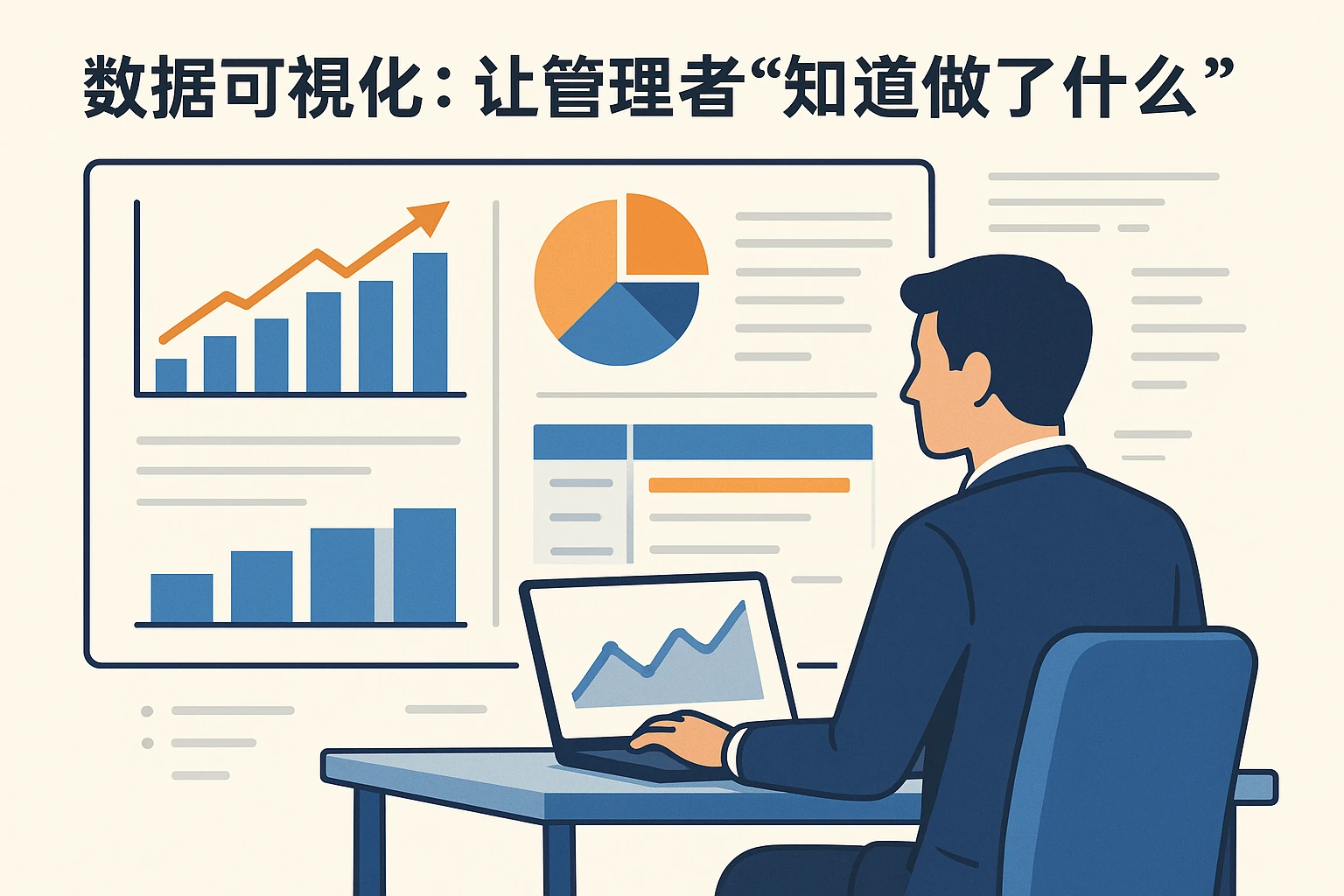 2. 数据可视化：让管理者“知道做了什么”