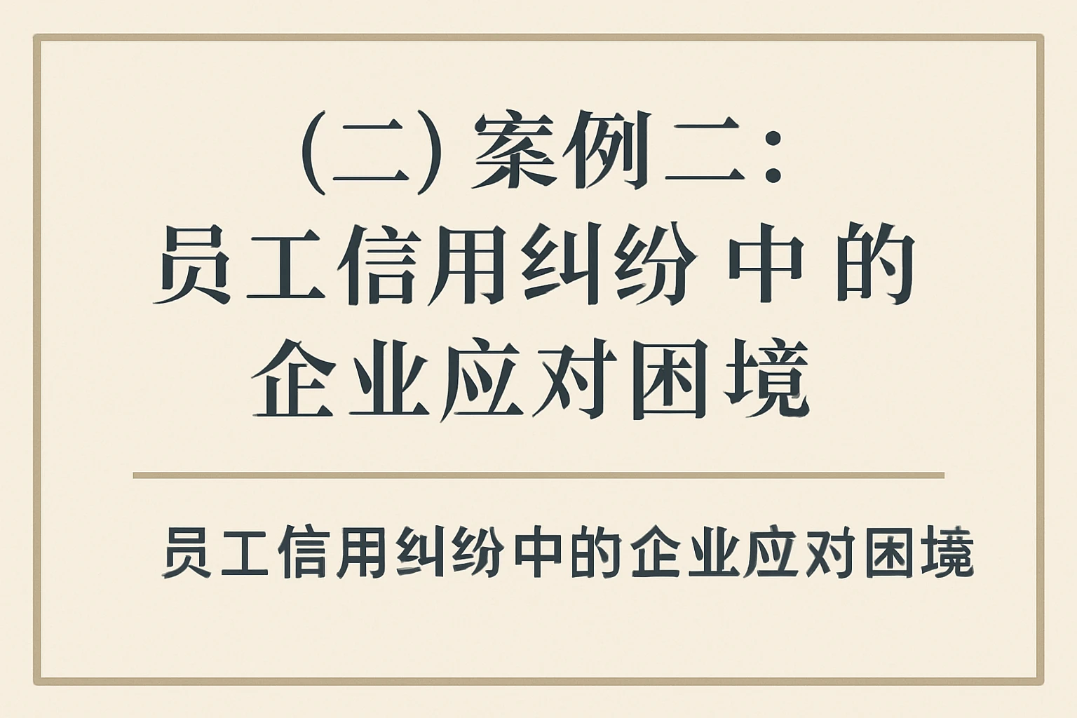 （二）案例二：员工信用纠纷中的企业应对困境