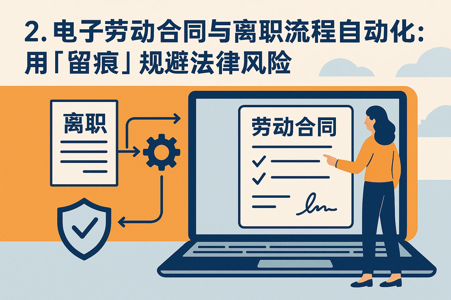 2. 电子劳动合同与离职流程自动化：用“留痕”规避法律风险