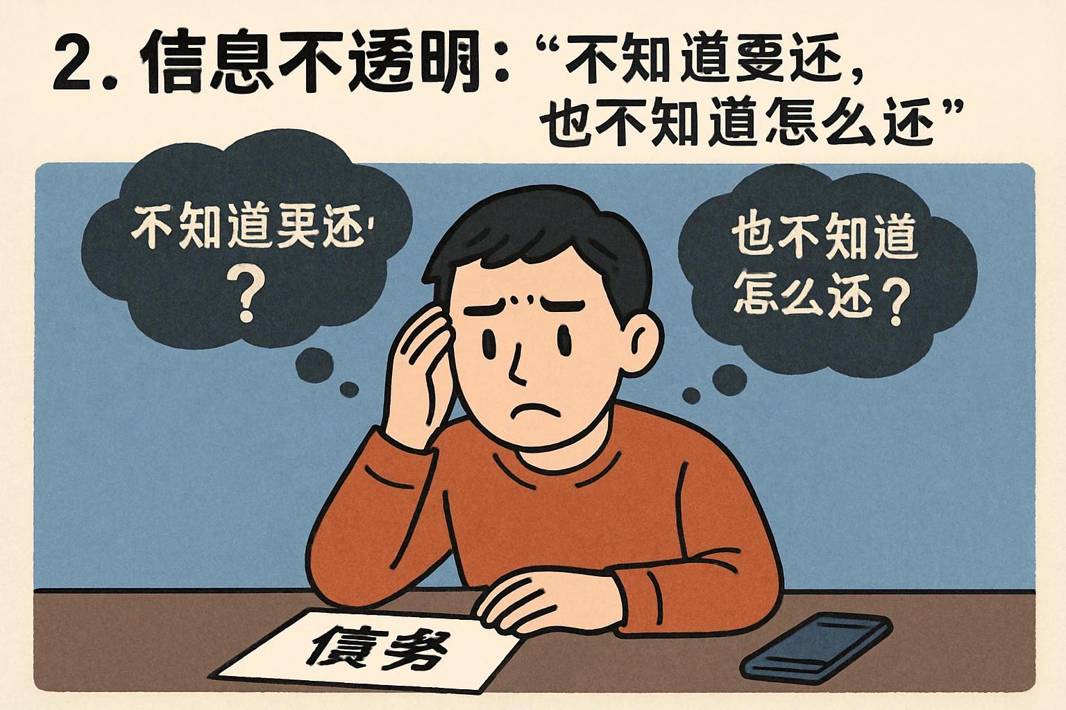 2. 信息不透明：“不知道要还，也不知道怎么还”