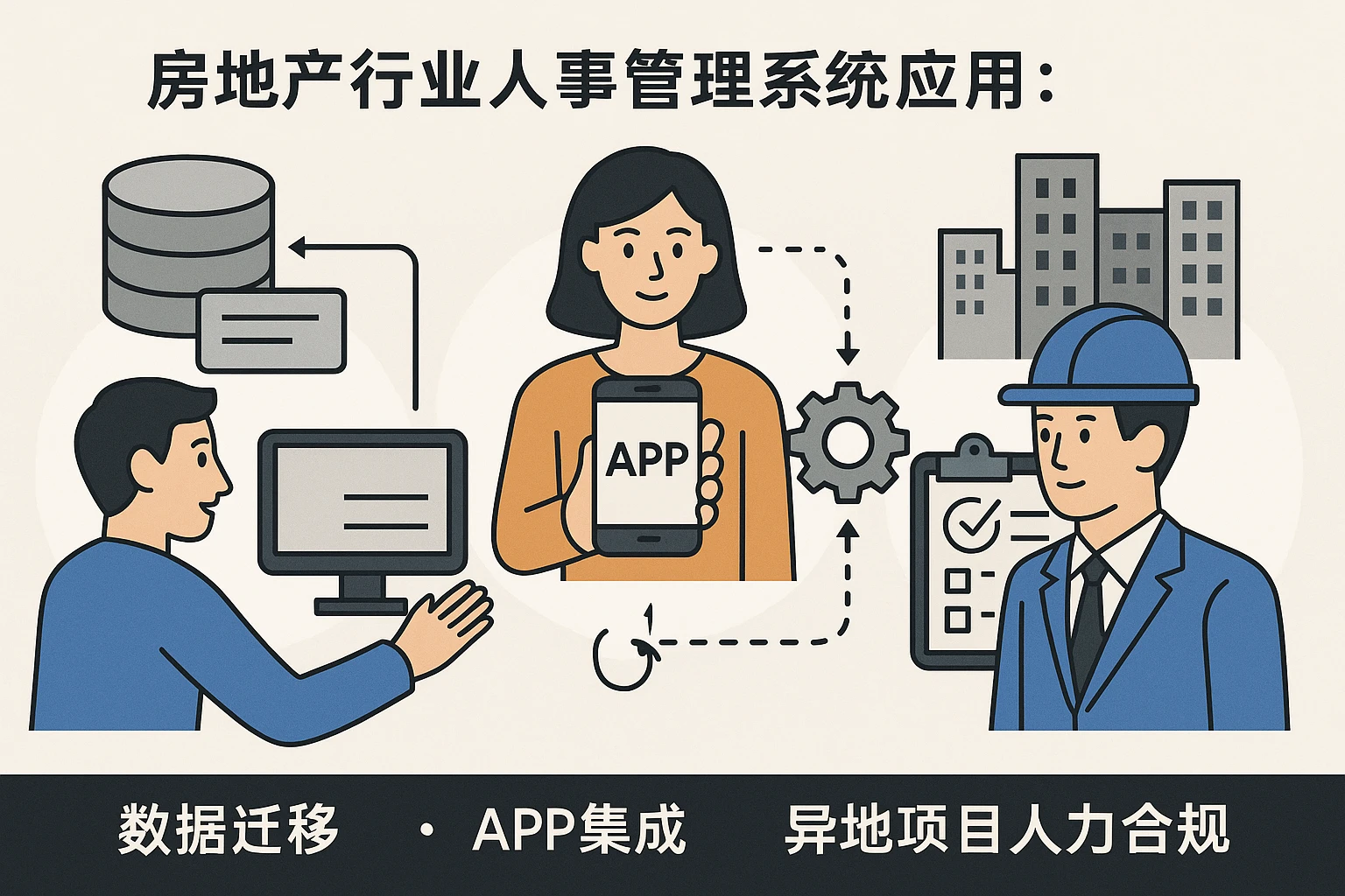 房地产行业人事管理系统应用：数据迁移、APP集成与异地项目人力合规