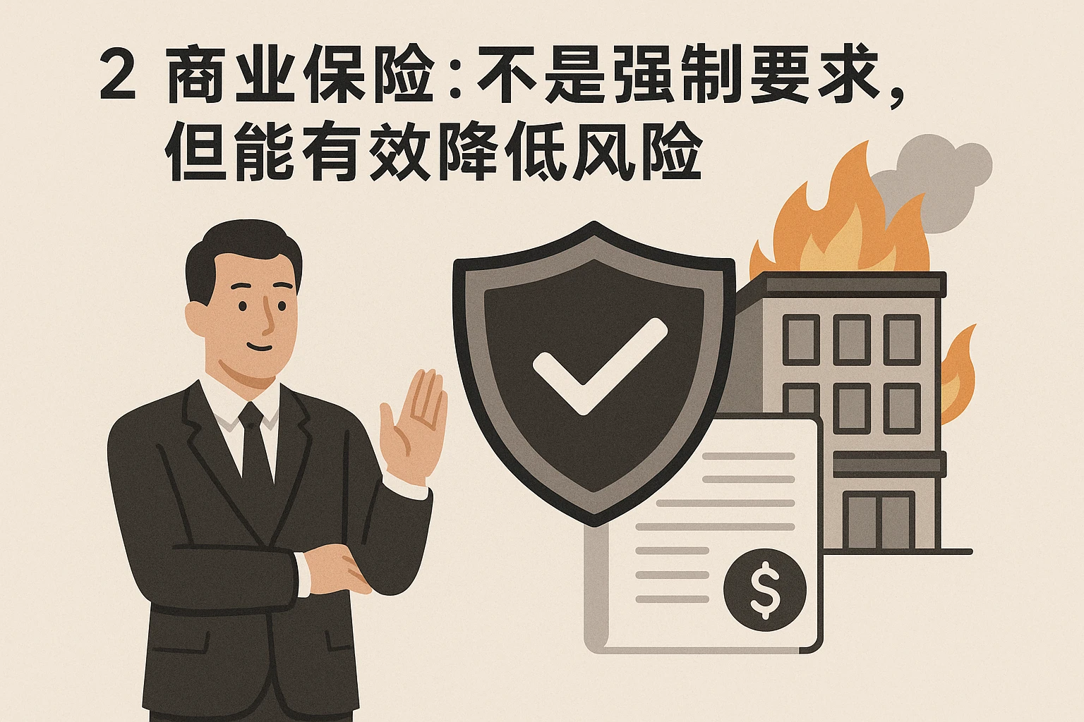 2. 商业保险：不是强制要求，但能有效降低风险