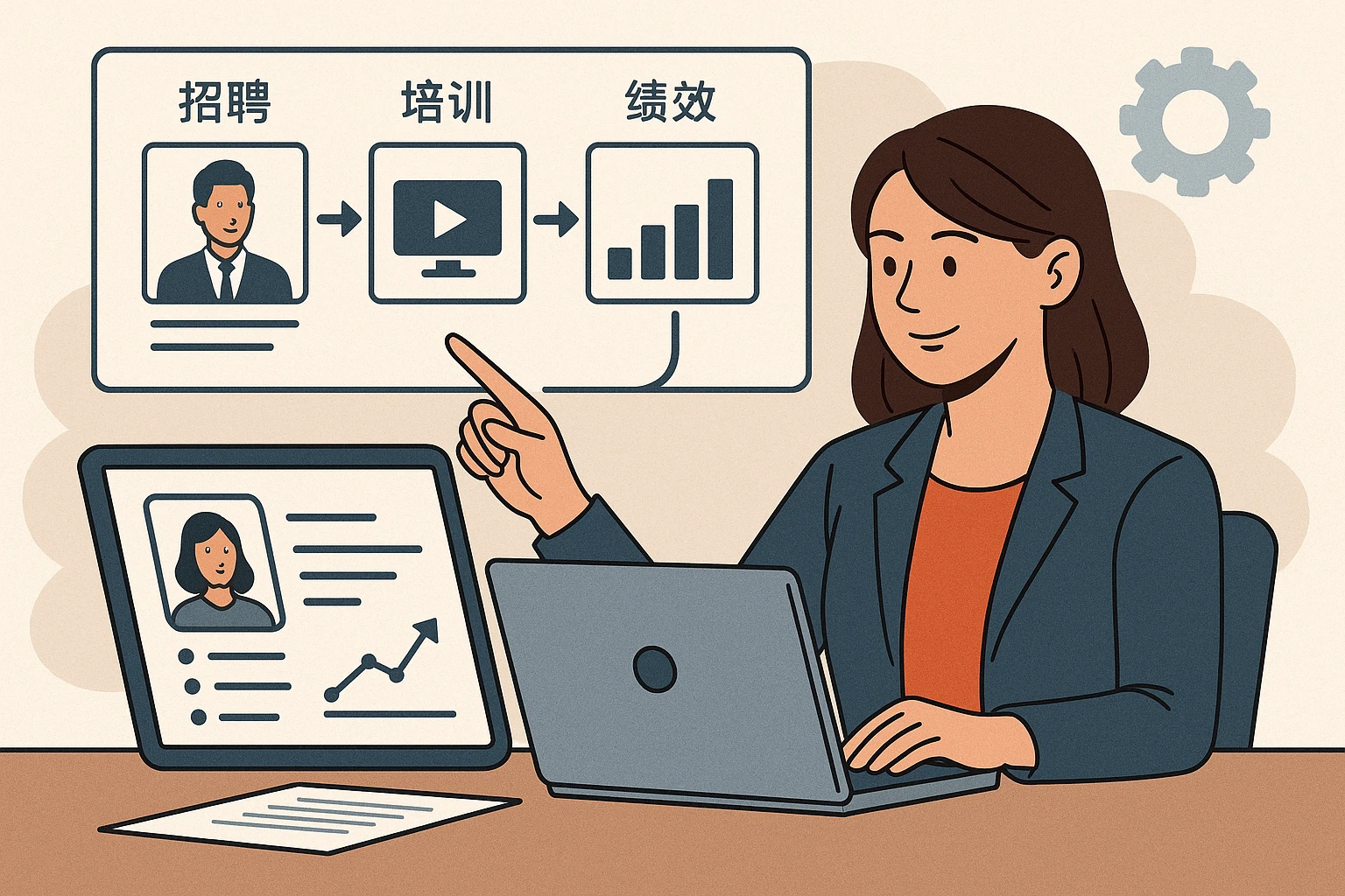 比如，某甲方企业的HR经理（有猎头经验），使用数字化人事系统后，实现了“招聘-培训-绩效”的闭环管理：
