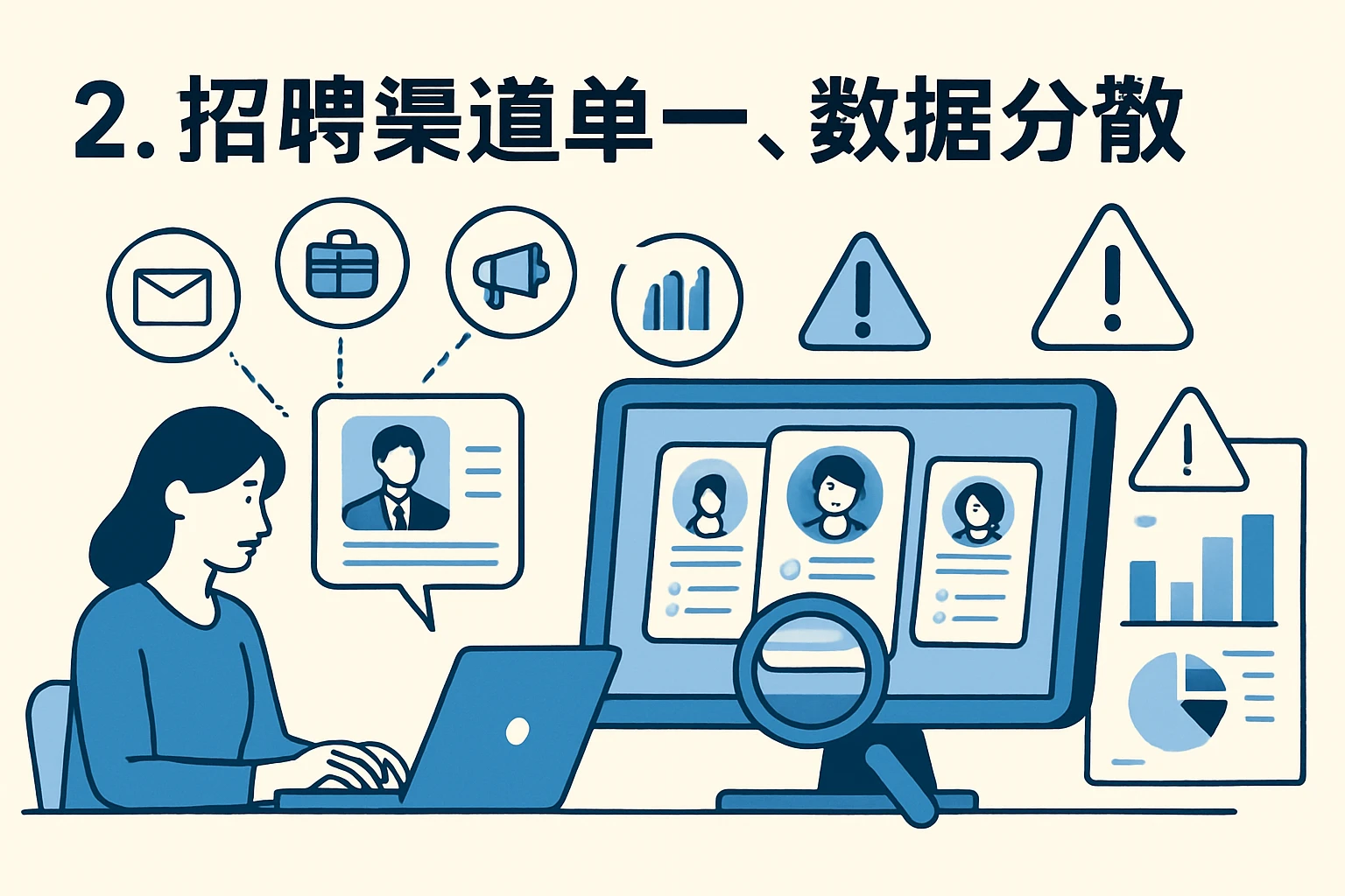 2. 招聘渠道单一、数据分散